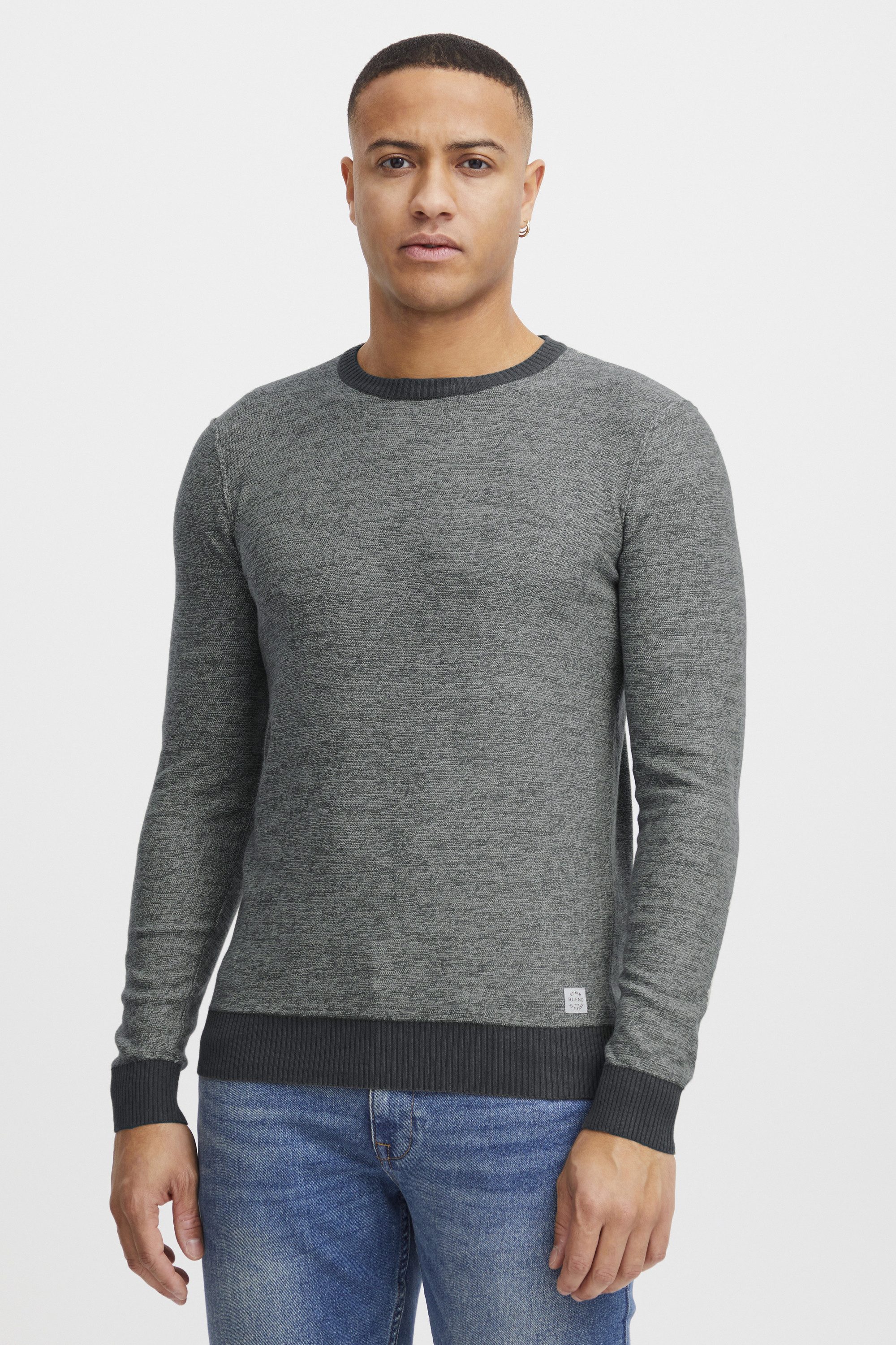 Blend Rundhalspullover BHNathan Strickpullover mit farblich abgesetzten Abs günstig online kaufen