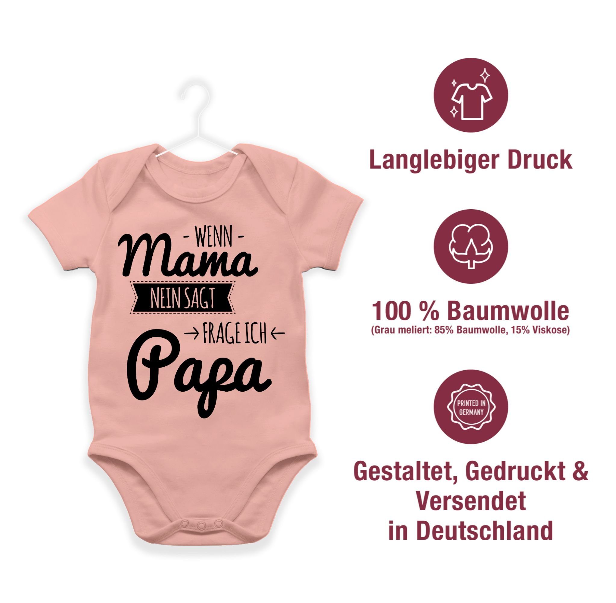 Wenn nein ich Shirtracer Papa Mama 2 Baby Sprüche sagt Babyrosa Shirtbody frag