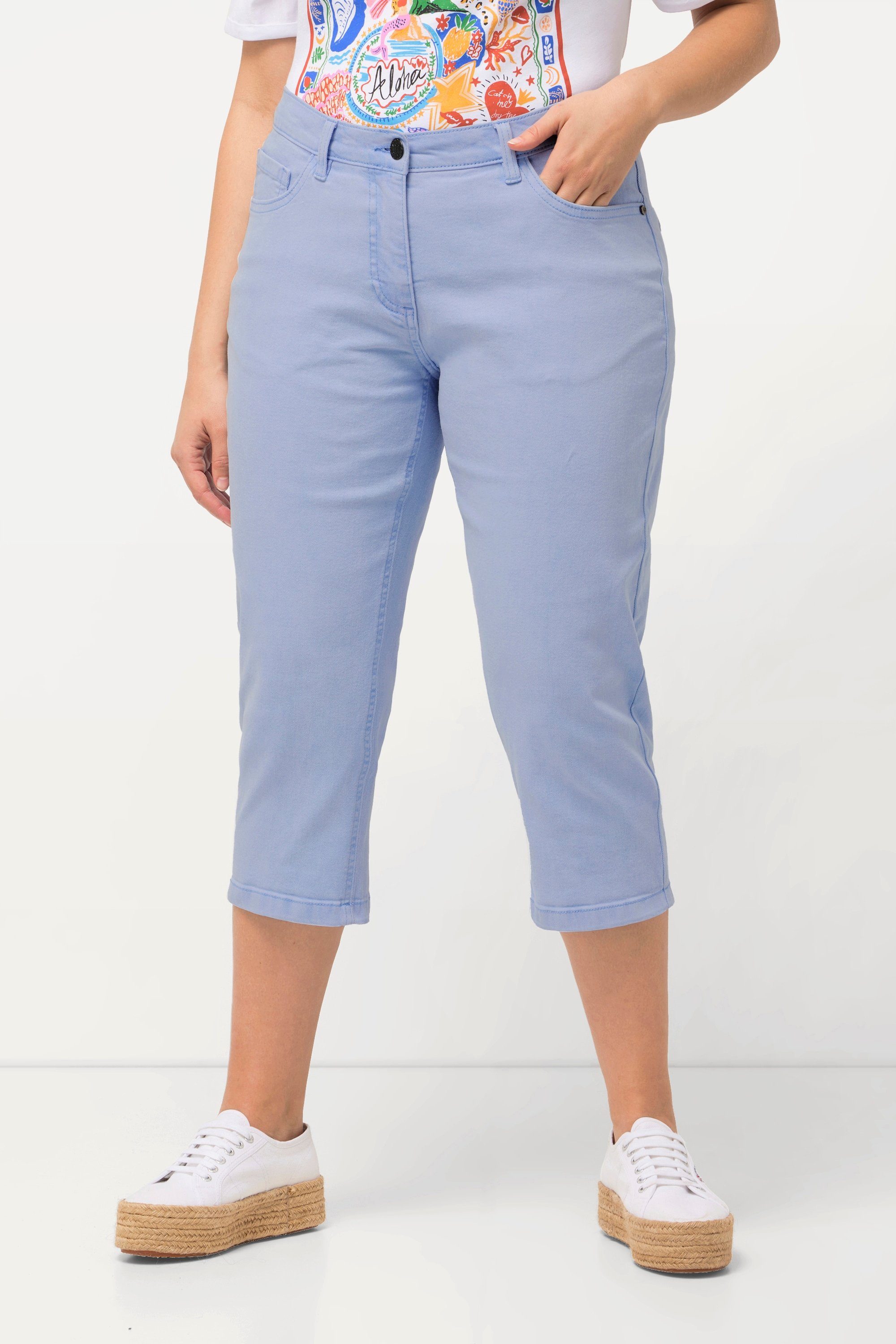 Ulla Popken Regular-fit-Jeans Boyfriend-Jeanscapri weites Bein günstig online kaufen