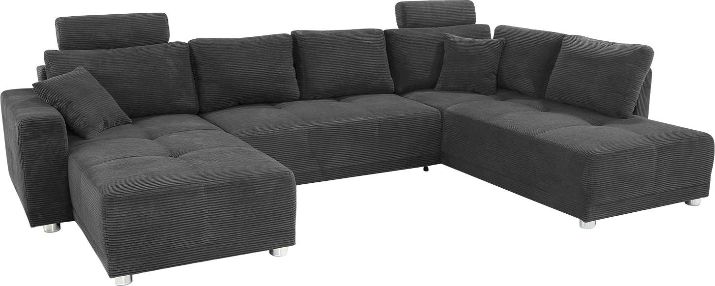 Jockenhöfer Gruppe Wohnlandschaft Orlando U-Form, B: 337 cm, mit Bettfunktion, Bettkasten, 2 Kopfstützen & 2 Zierkissen, Federkern