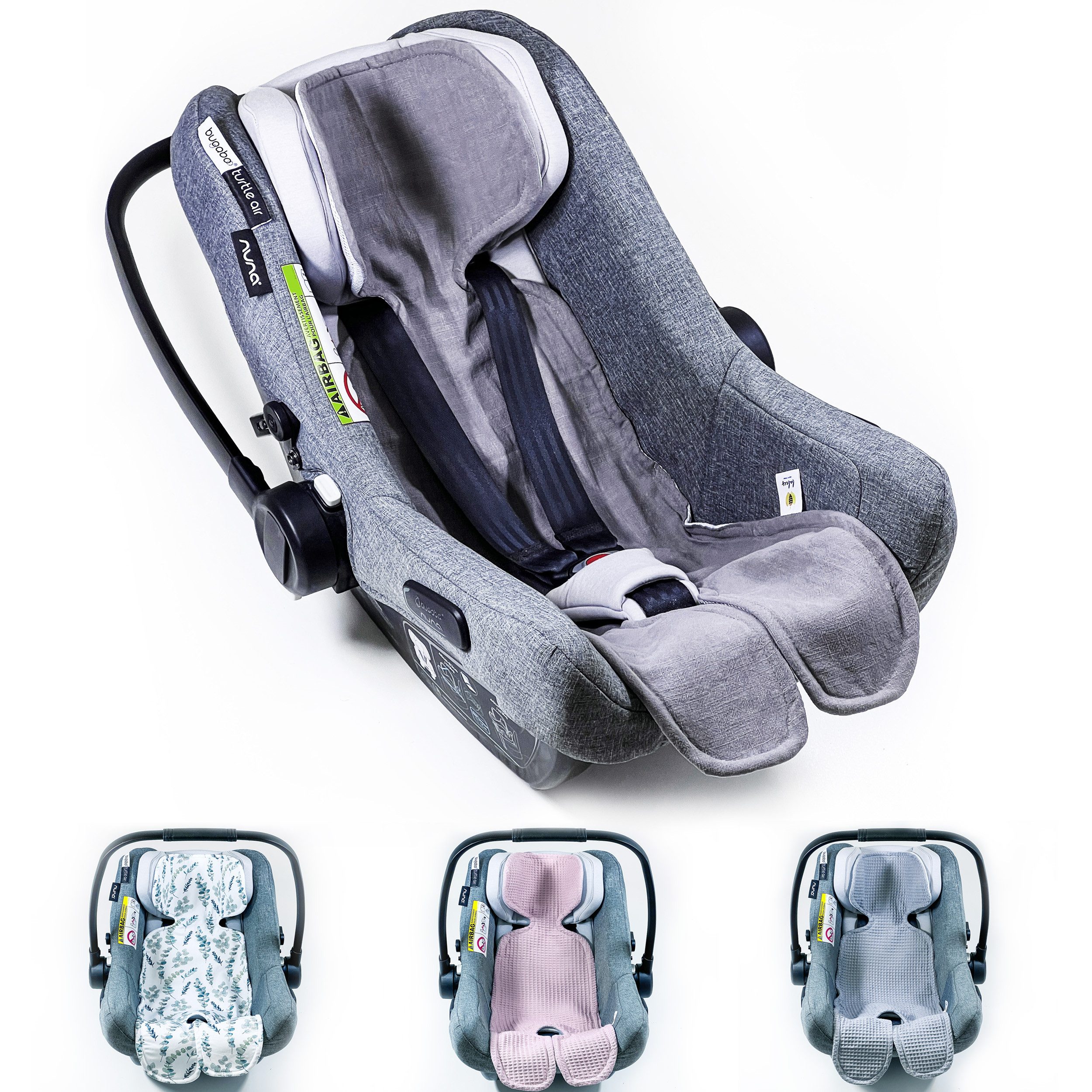 BABEES Kinderwagen-Sitzauflage Atmungsaktive Sitzauflage Babyschale Einlage Antischwitz, universal Gruppe 0+ (0-13kg) Gruppe I (9-18kg) Leinen Baumwolle