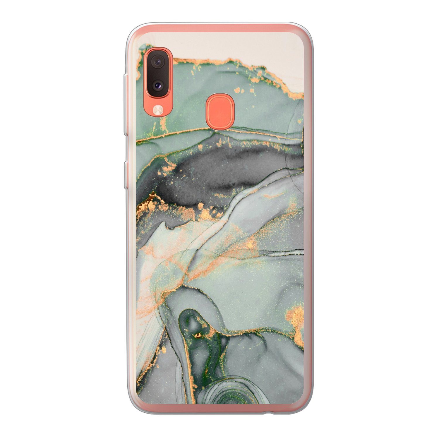 MuchoWow Handyhülle für Samsung Galaxy A20e Gold - Marmor - Grün - Luxus - Glitzer - Marmo, Smartphone-Bumper, Print, Handy Schutzhülle Dünn