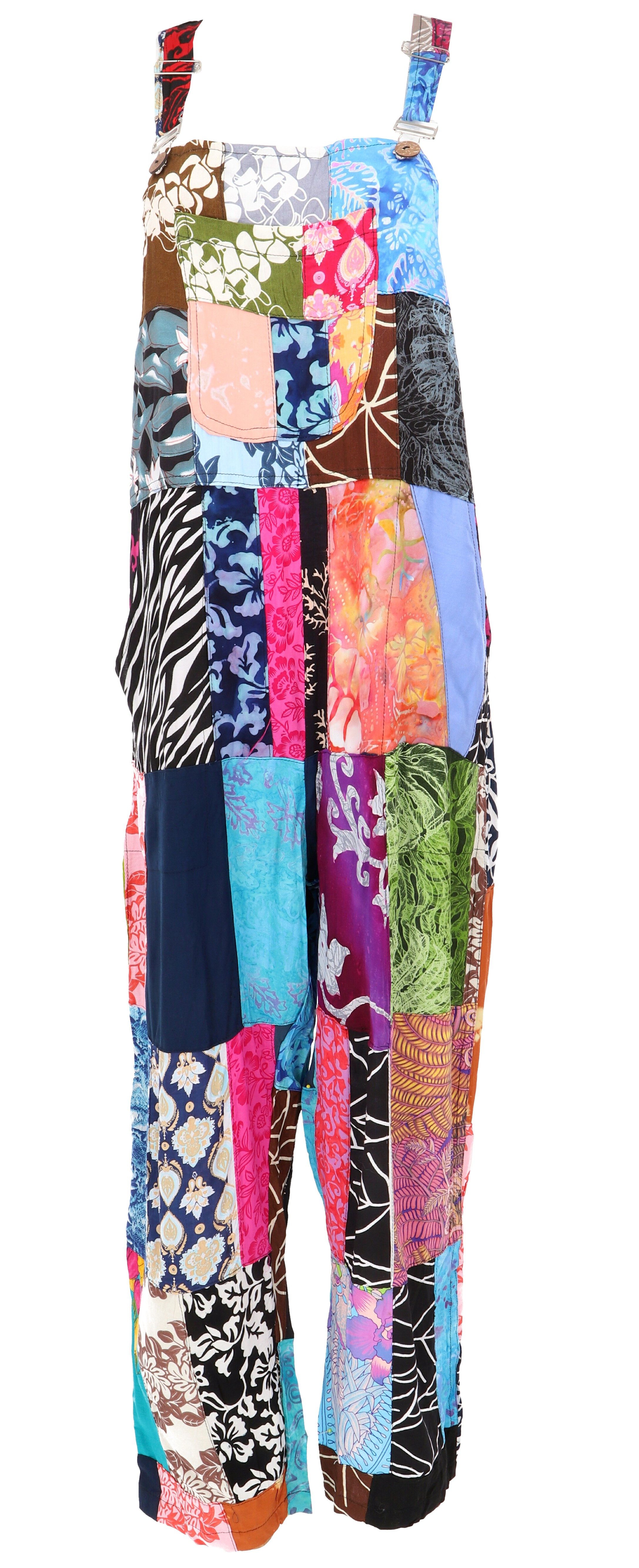 Guru-Shop Relaxhose Patchwork upcycling Latzhose, Unisex Boho.. Ethno Style, alternative Bekleidung