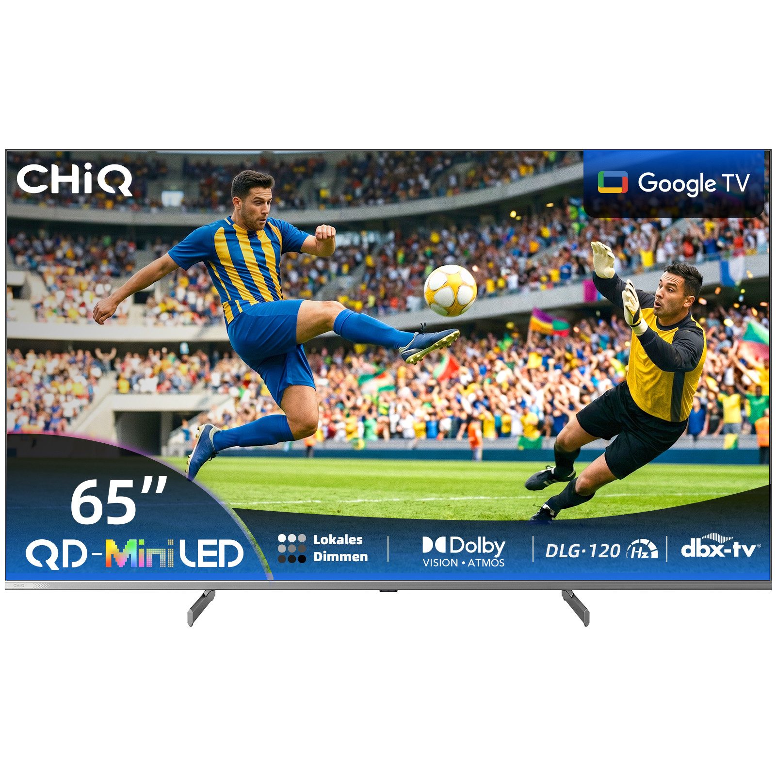 CHiQ M65QN9G QLED Mini LED-Fernseher (164 cm/65 Zoll, 4K Ultra HD, 4K UHD TV, Smart-TV, Google TV, Mini LED TV, DLG 120Hz, 4K Dolby Vision, Unterstützt Apple AirPlay)