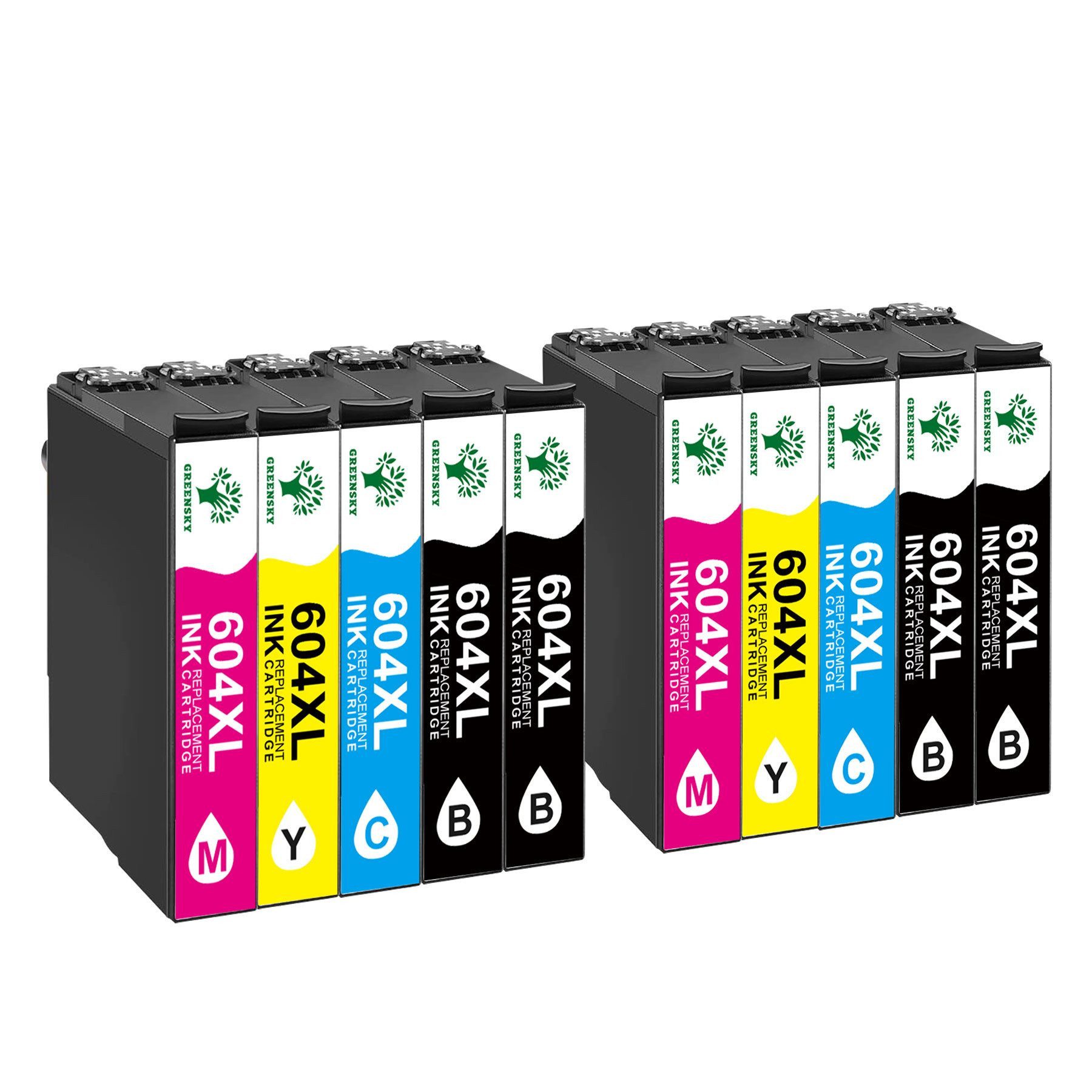 Greensky 5/8/10er Multipack für Epson 604 604XL Tintenpatrone (WF-2910DWF WF-2930DWF WF-2935DWF WF-2950DWF, 10-tlg., XP-2200 XP-2205 XP-3200 XP-3205 XP-4200 XP-4205)