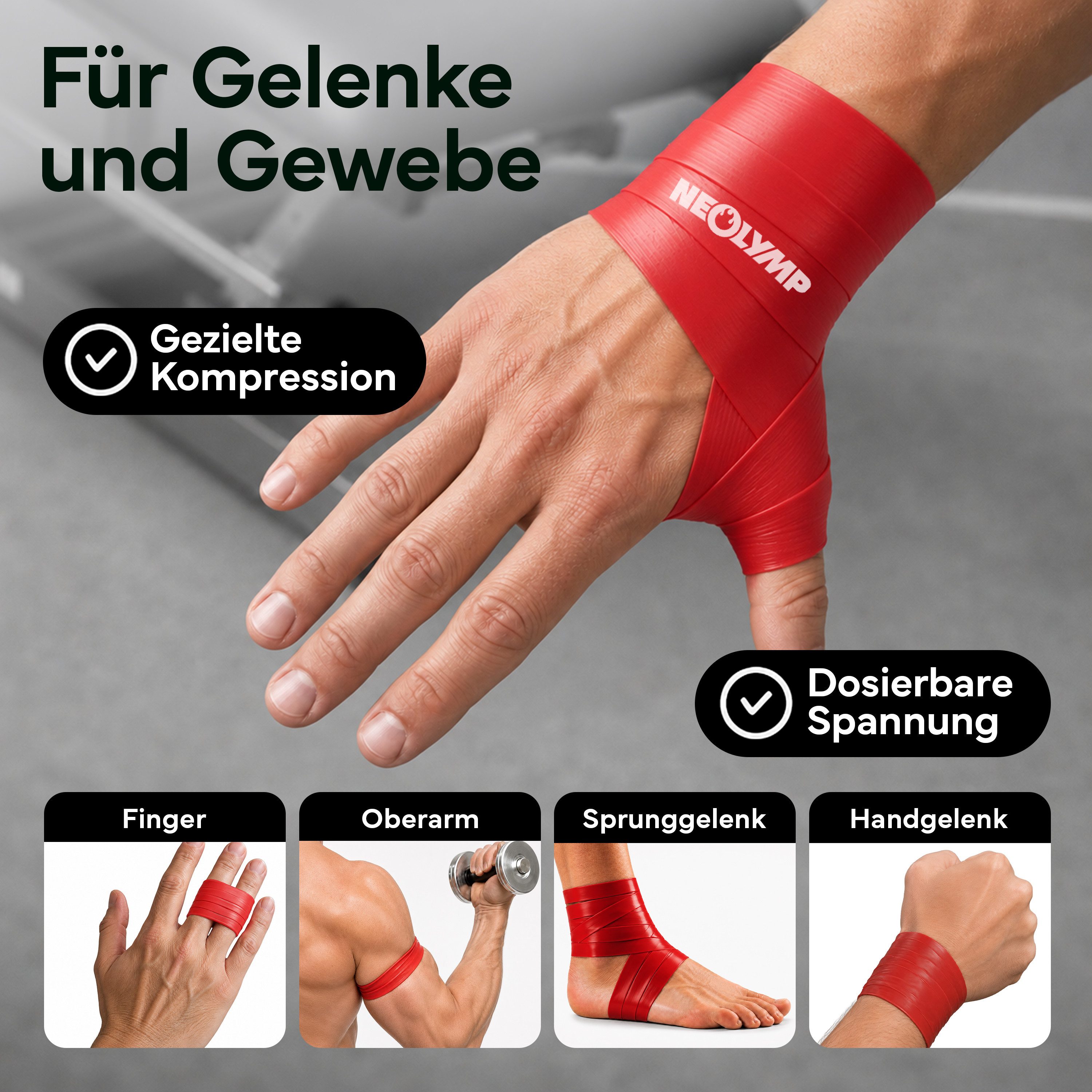 NEOLYMP Flossband für mehr Beweglichkeit, Mobilität & Regeneration - reißfestes TPE, Flossing Band gezielte Kompression für Gelenke & Physiotherapie