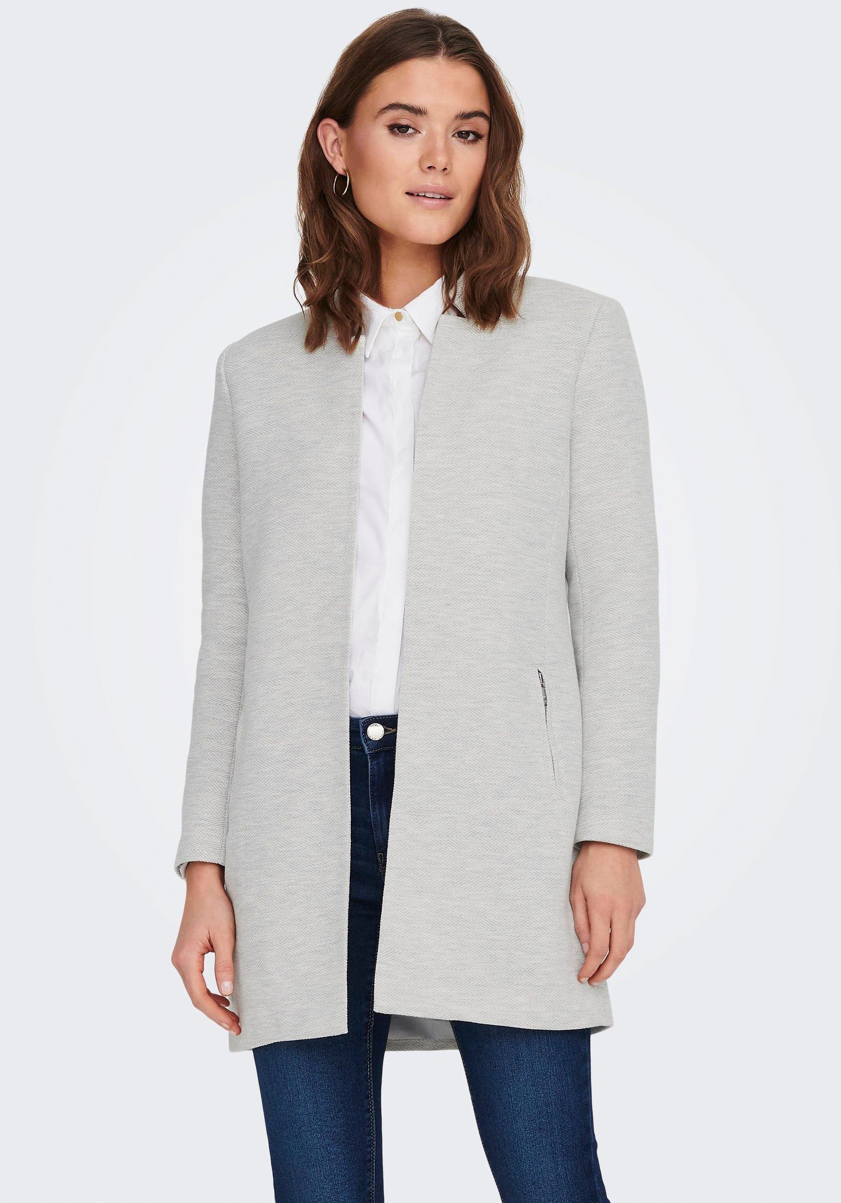 CC Grey ONLY ZIP L/S Longblazer ONLSOHO-LINEA Detail:MELANGE Light COATIGAN Melange PNT