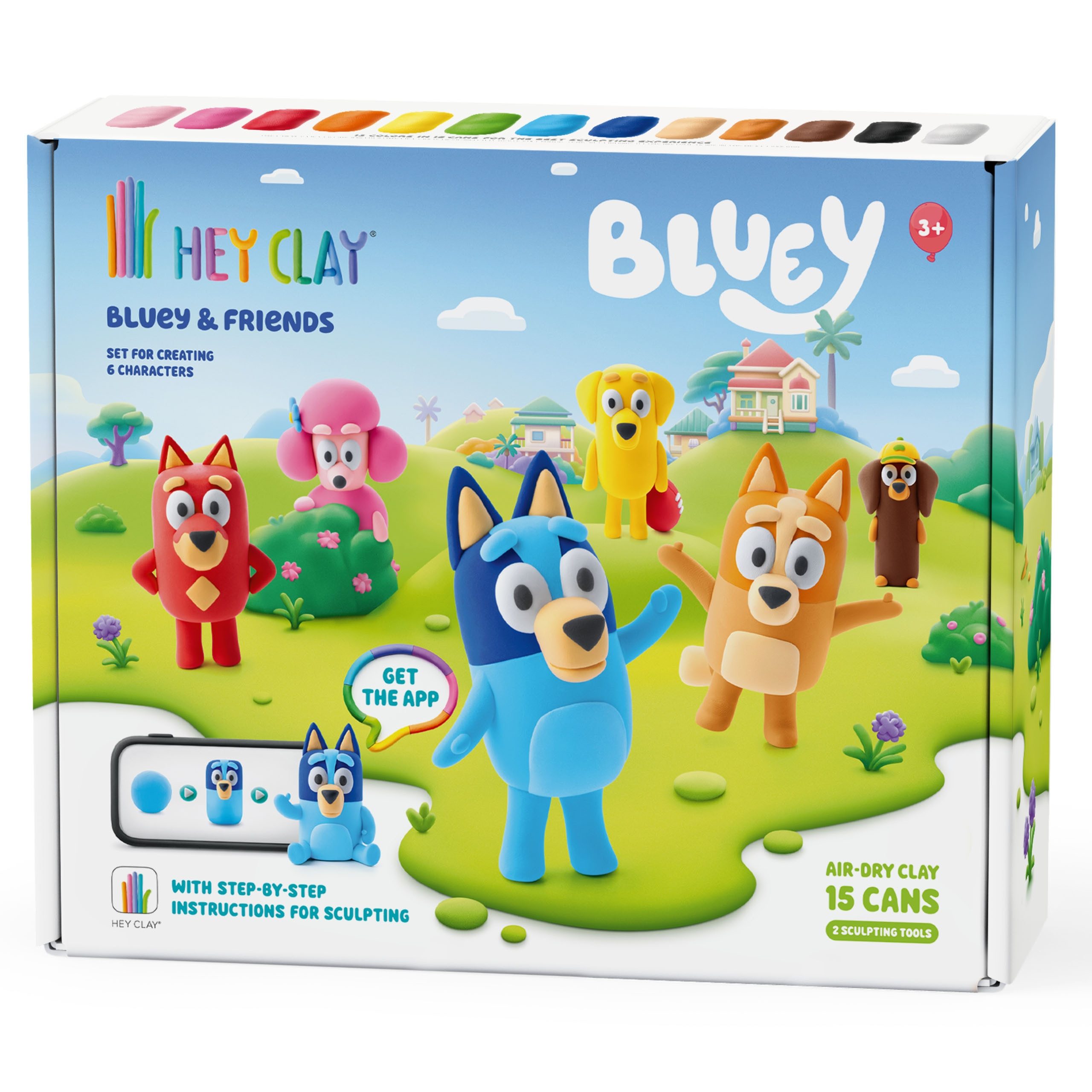 Hey Clay Modelliermasse Hey Clay Bluey Knete für Kinder + Zubehör, 13 Farben Schaumstoff