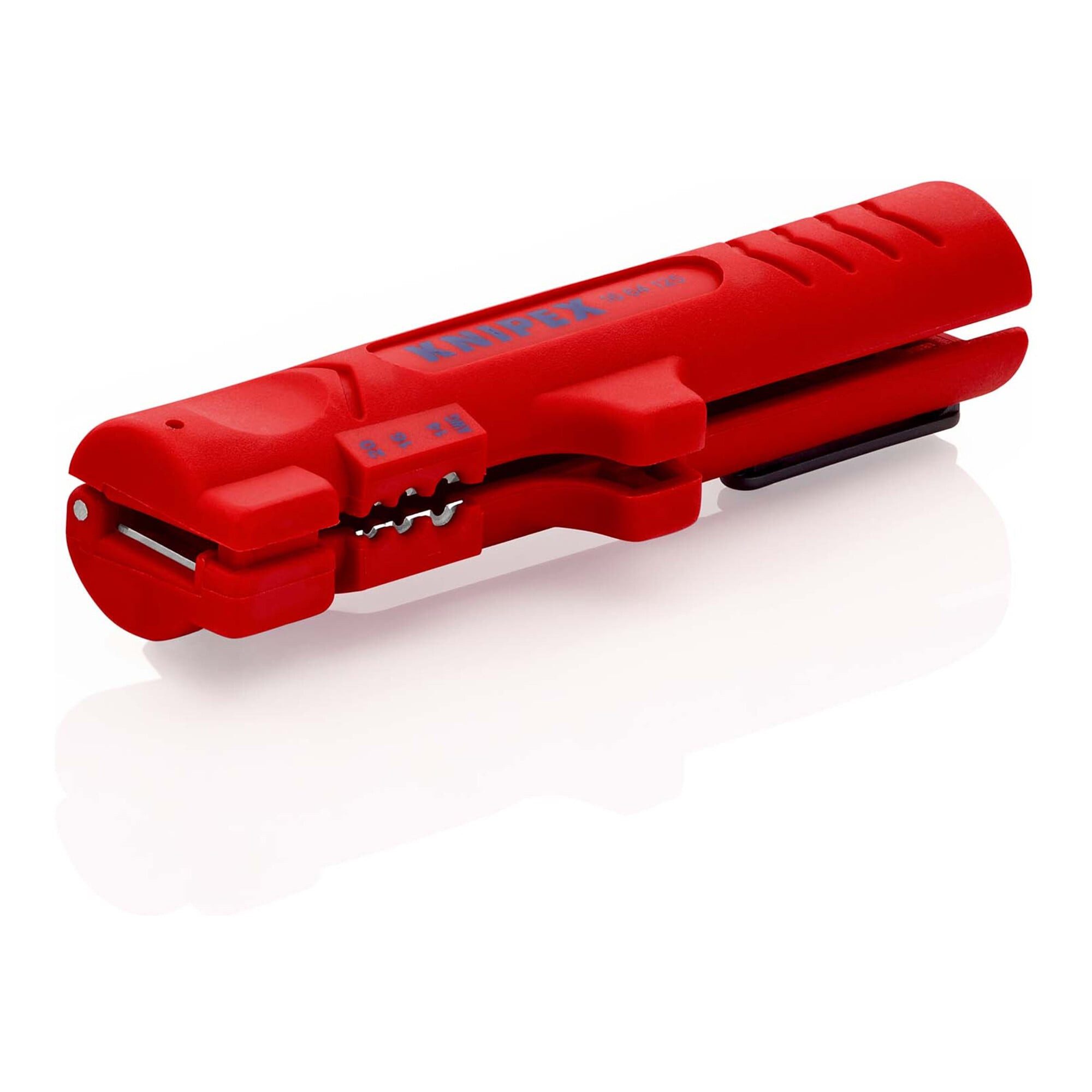 Knipex Abmantelungszange KNIPEX 16 64 125 SB Abmantelungswerkzeug für Flach- und Rundkabel 125