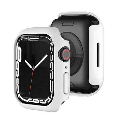 Wigento Smartwatch-Hülle Für Apple Watch Serie 7 45mm Shockproof TPU Silikon Hülle Cover Tasche Weiß