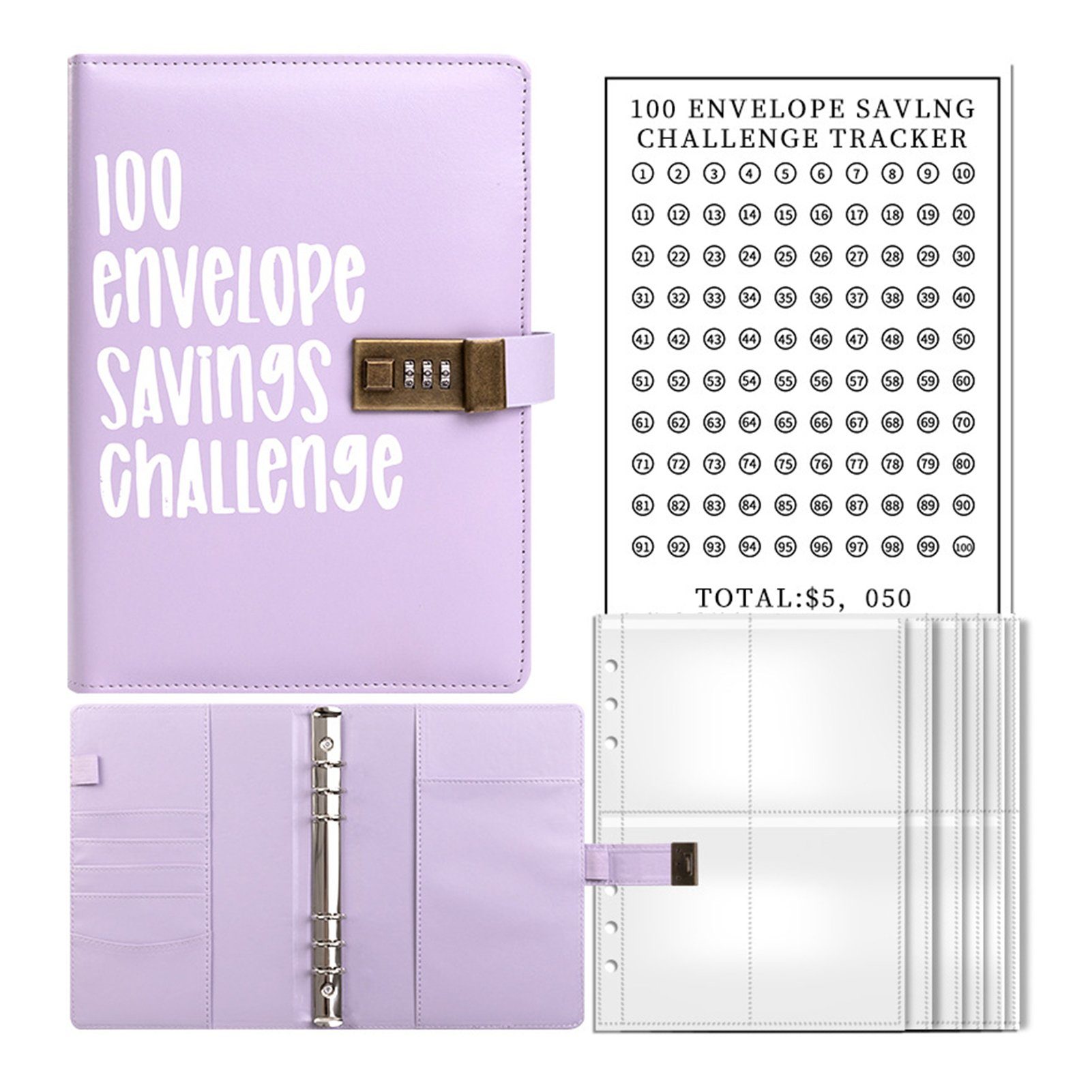 Blusmart Notizbuch Notizbuch Mit 100 Umschlagherausforderungen Und Passwortsperre purple