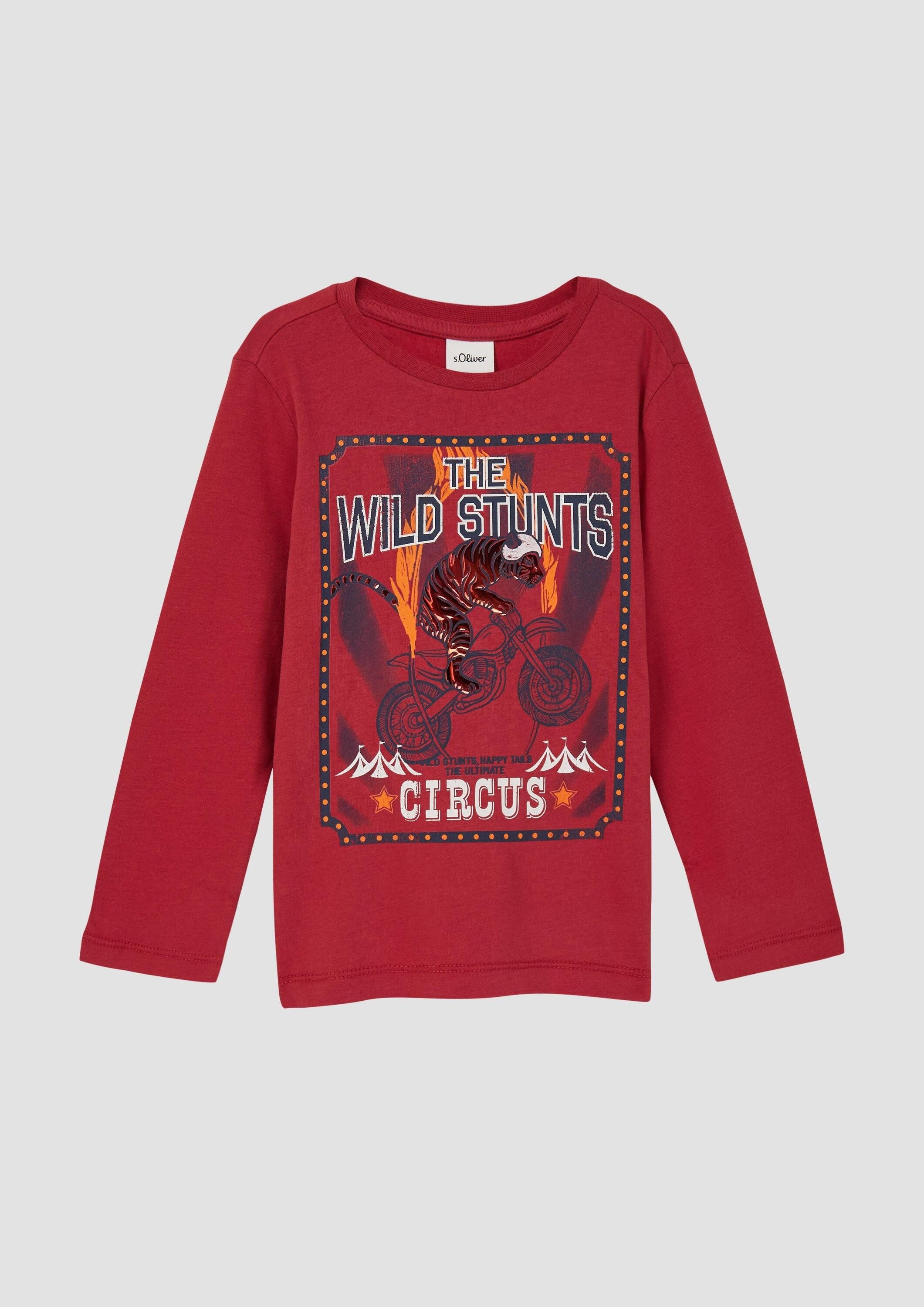 s.Oliver Langarmshirt T-Shirt Baumwoll-Langarmshirt mit Folienprint