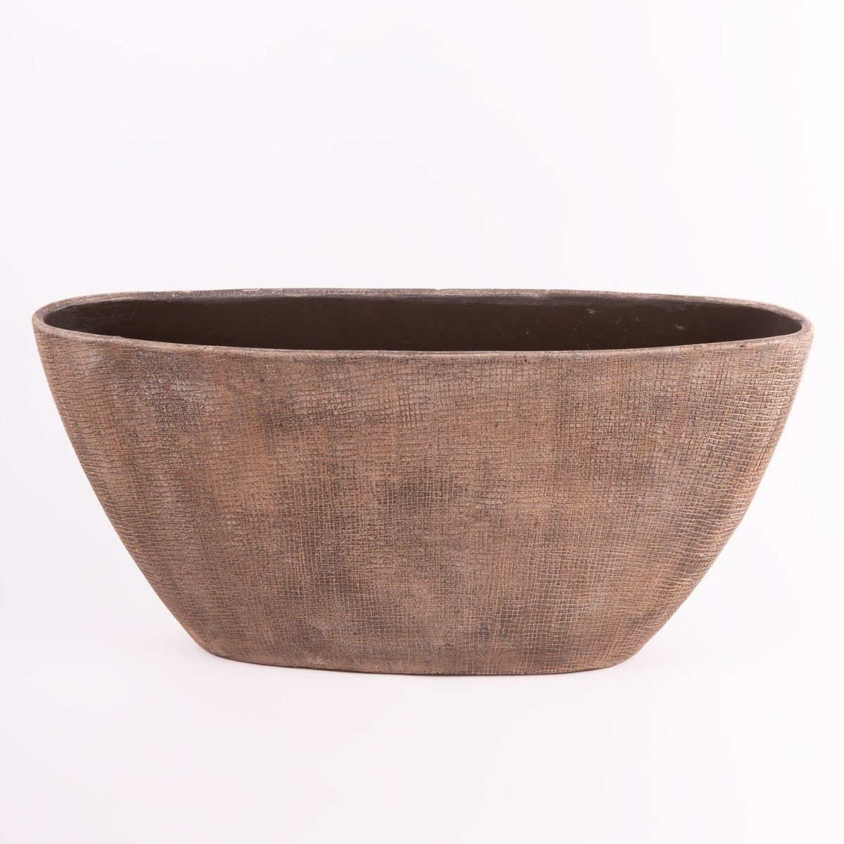 INNA-Glas Dekoschale Schiffchen Keramik Schale Agape mit Maserung, betongrau, 73x17x36cm