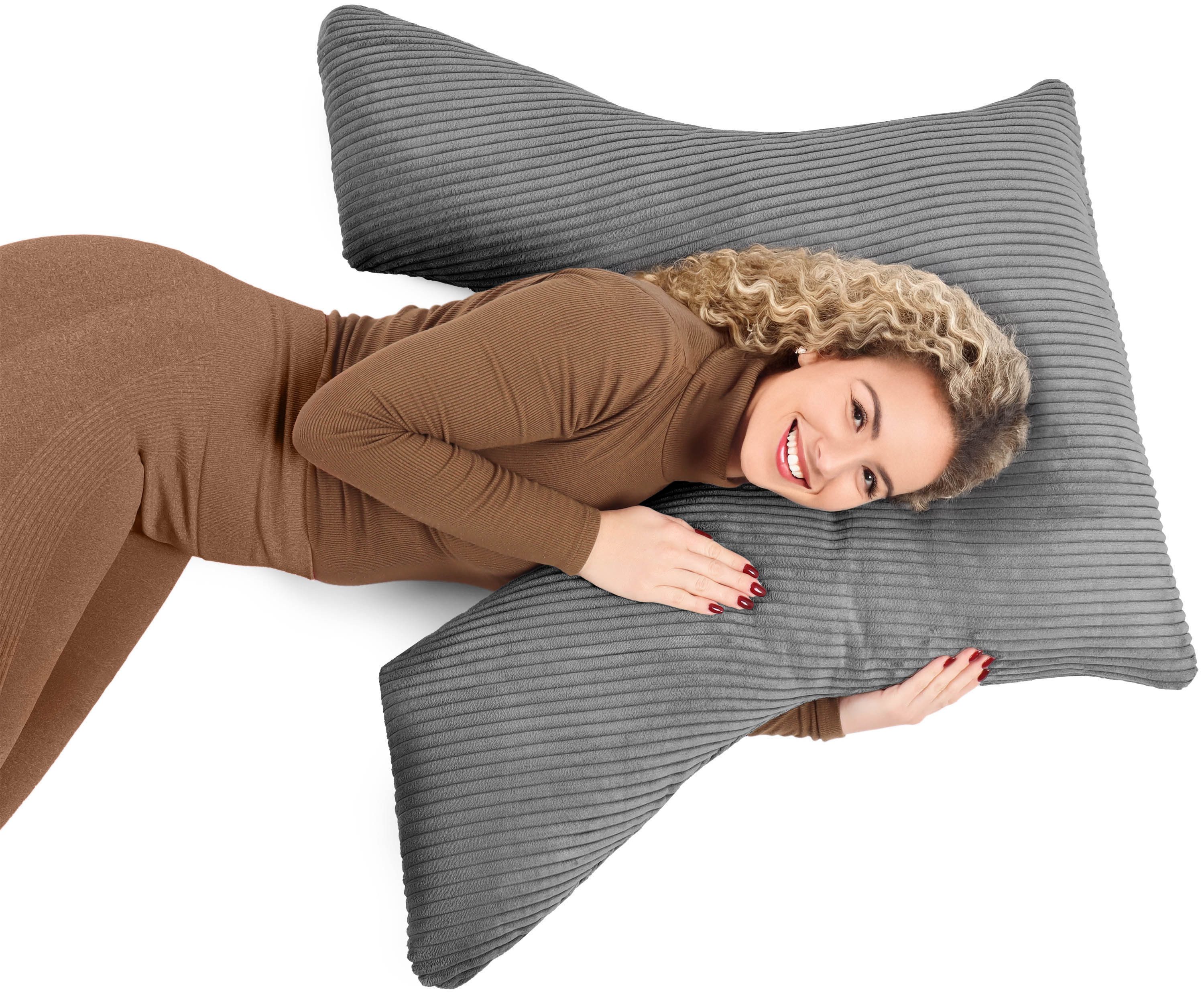 Amilian Schlafkissen - Lesekissen für Bett und Sofa - Seitenschläferkissen - Stillkissen, Seitenschläfer, Rückenlage, Schlafkissen für Seitenlage, Kissen mit Füllung und abnehmbarem Bezug - Stillhilfe