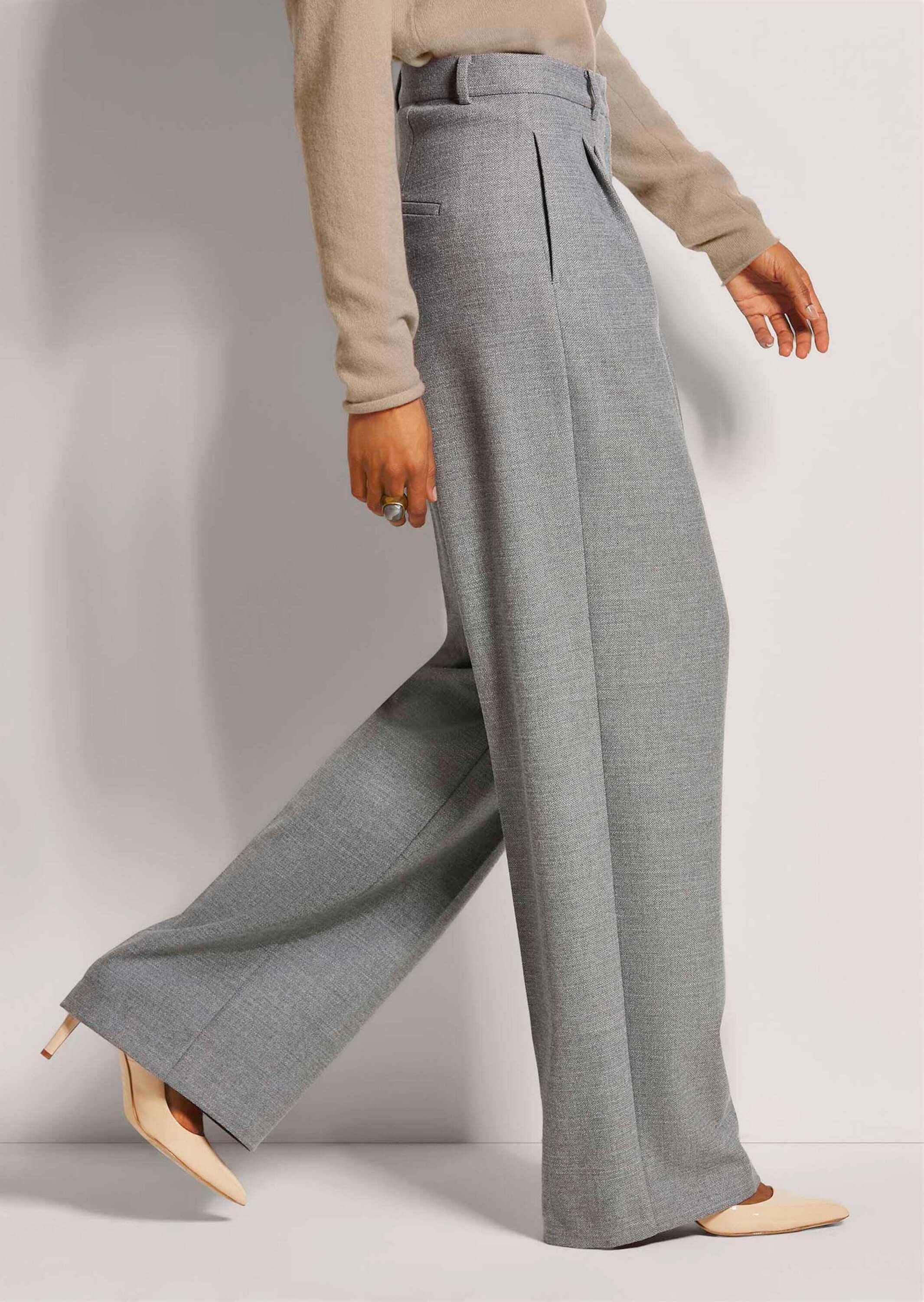 MADELEINE Bundfaltenhose Weite Bundfaltenhose mit Formbund Palazzohose mit lässiger Weite, Knopfverschluss, Gürtelschlaufen