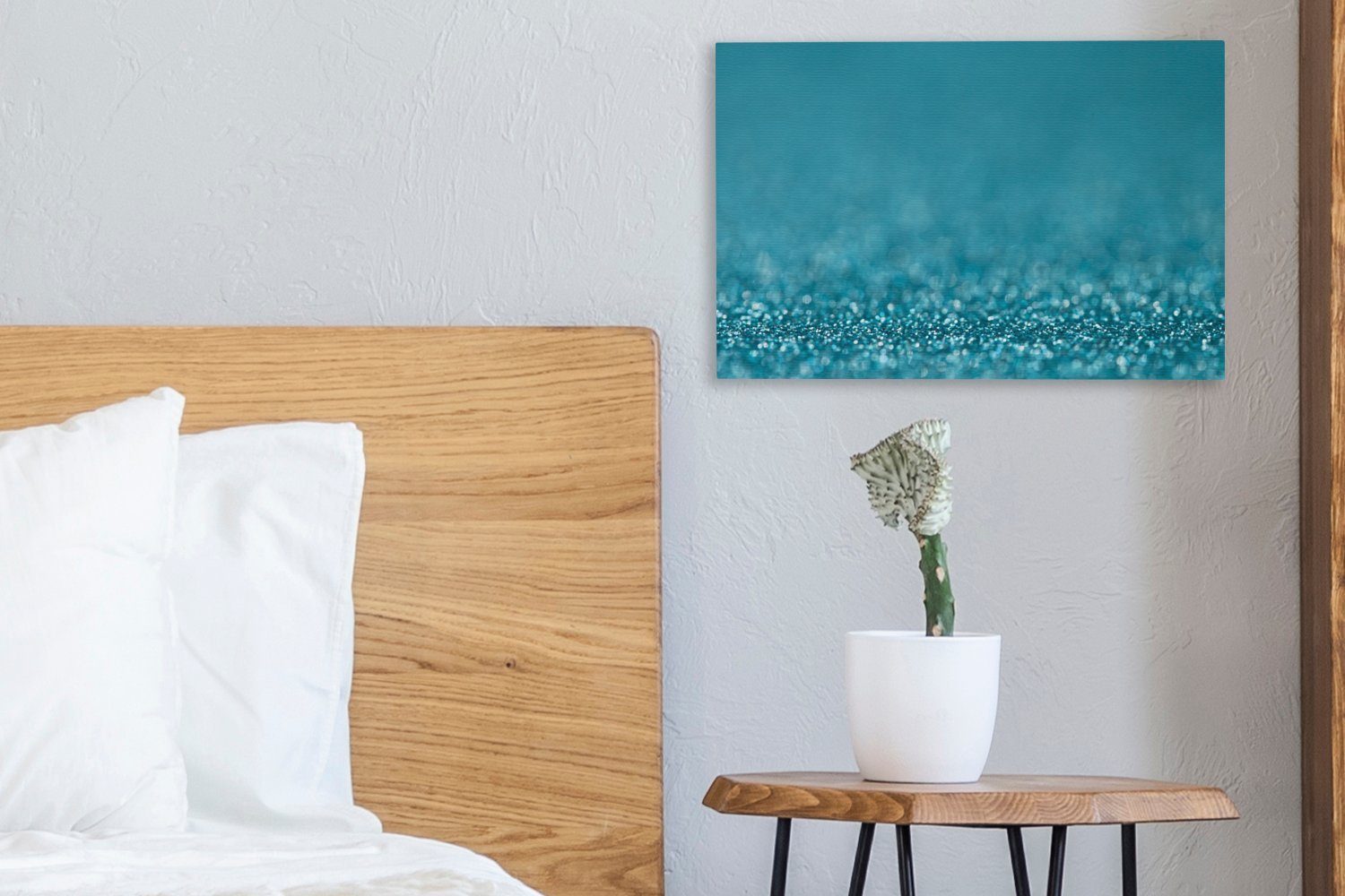OneMillionCanvasses® Leinwandbild Türkisfarbener Glitter, Fotodruck (1 St), Leinwand Bilder Klein, Wand Dekoration Aesthetic 30x20 cm – Bild 4 von 5