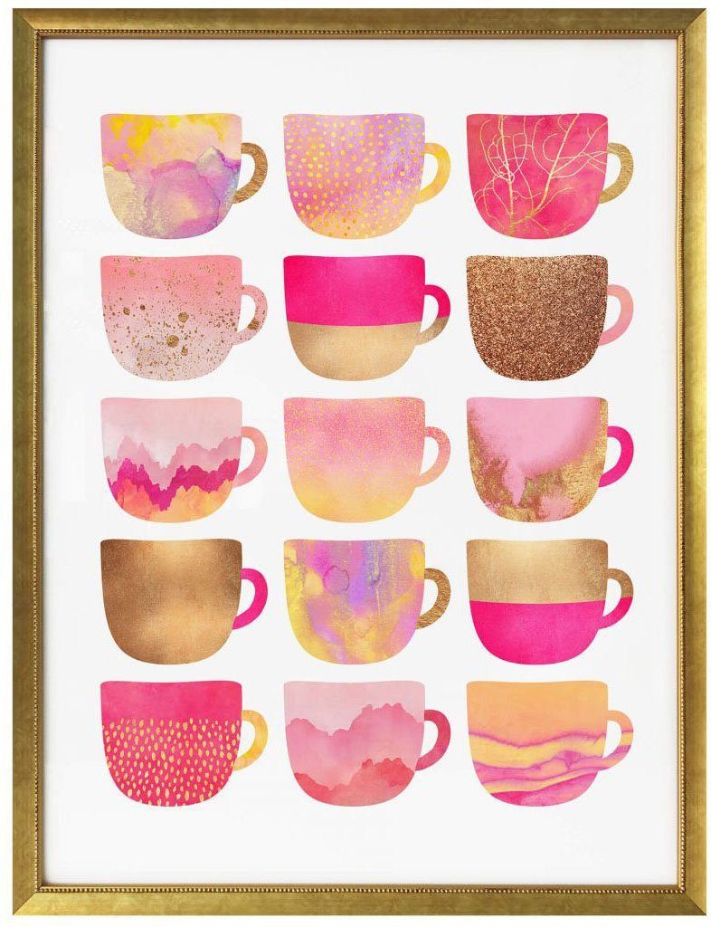 Geschirr Kaffeetassen Pink, Poster Wall-Art (1 & St) Besteck