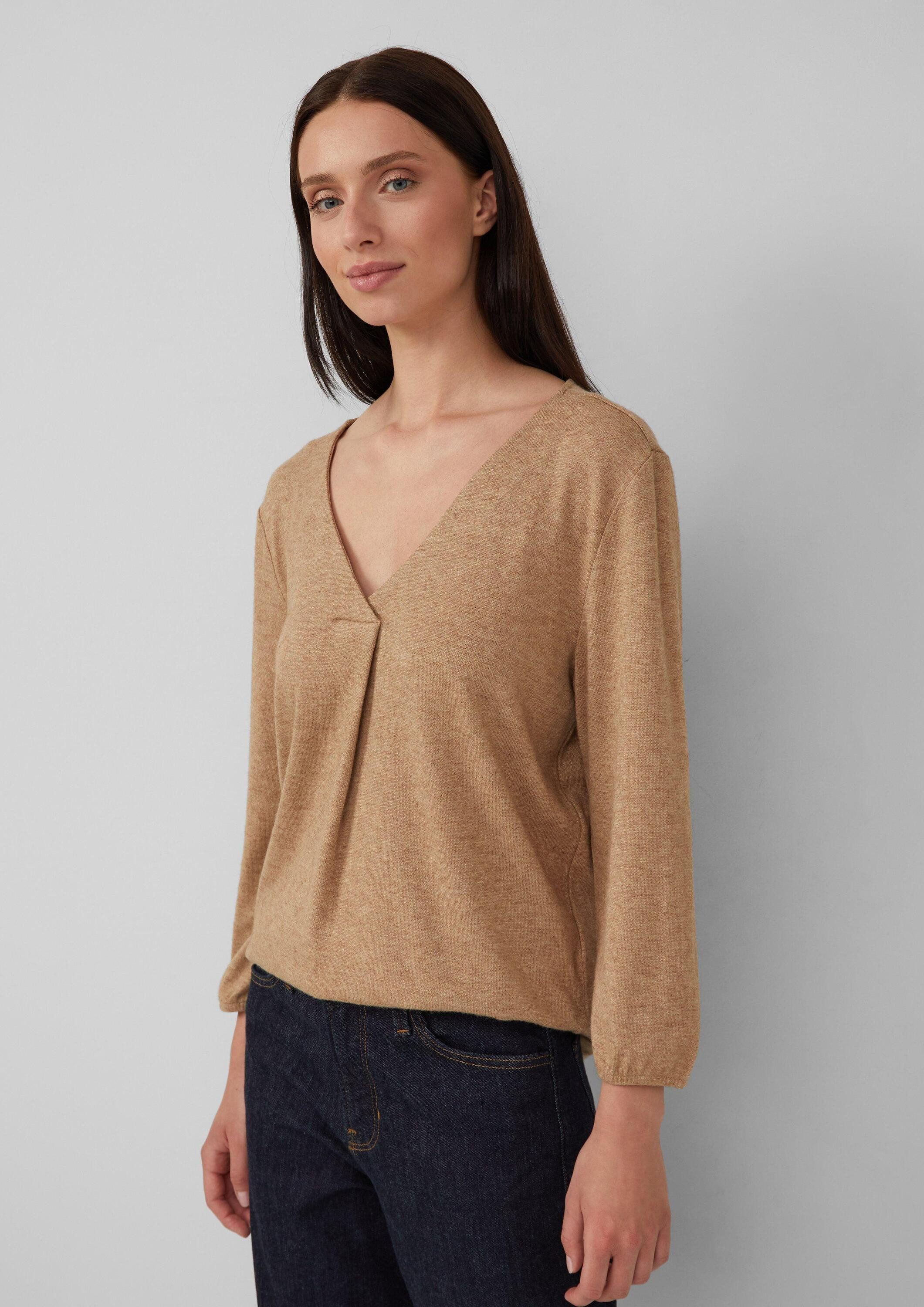 s.Oliver 3/4-Arm-Shirt T-Shirt Meliertes Shirt mit V-Ausschnitt und elastis günstig online kaufen