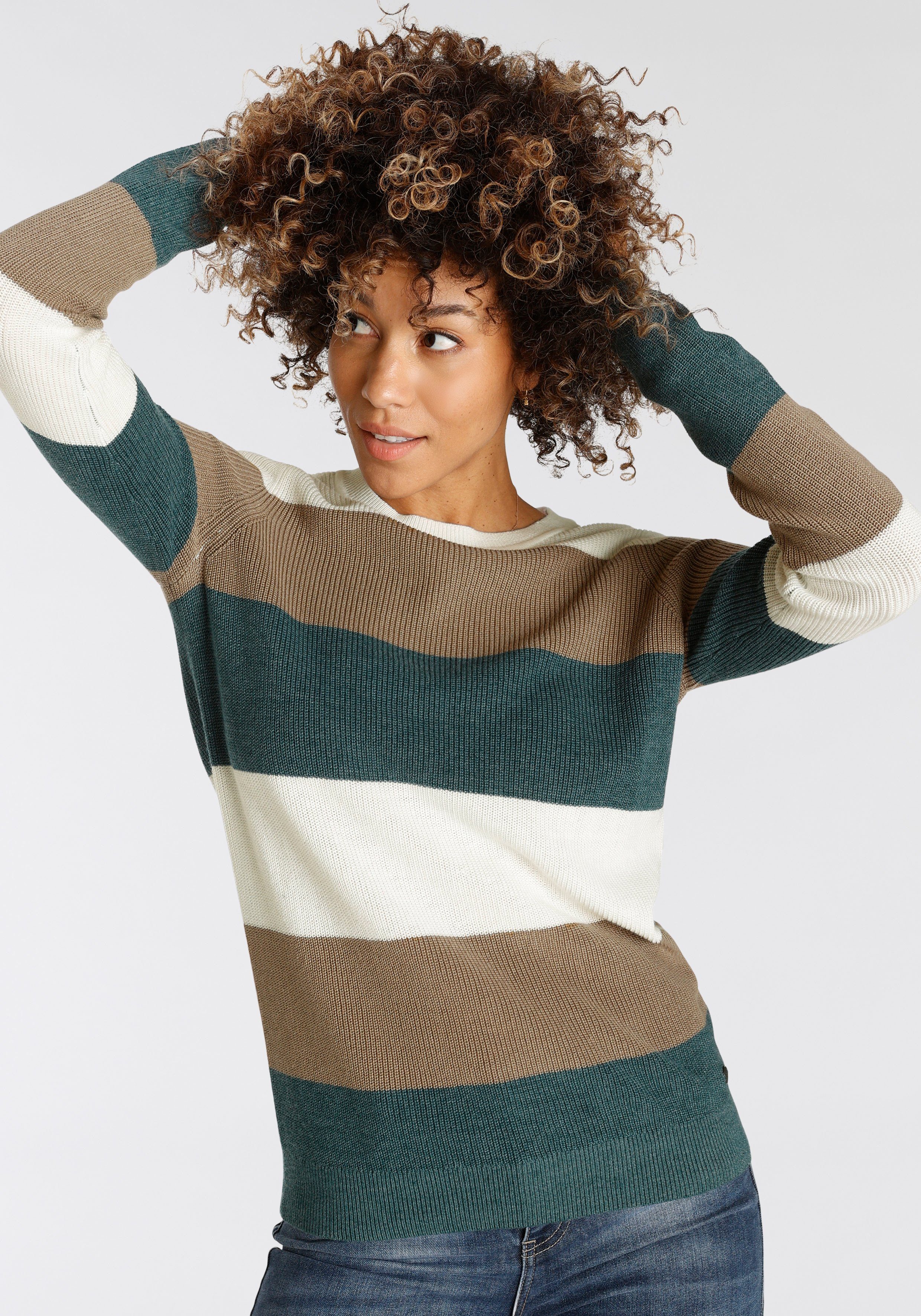 H.I.S Strickpullover in Streifenoptik mit Rundhalsausschnitt günstig online kaufen