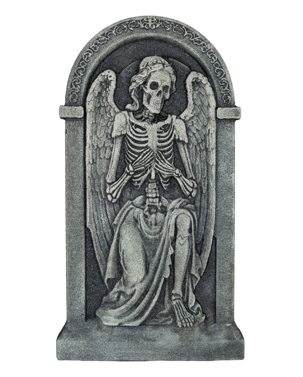 Dekoobjekt Deko Grabstein mit Skelett Engel 91cm
