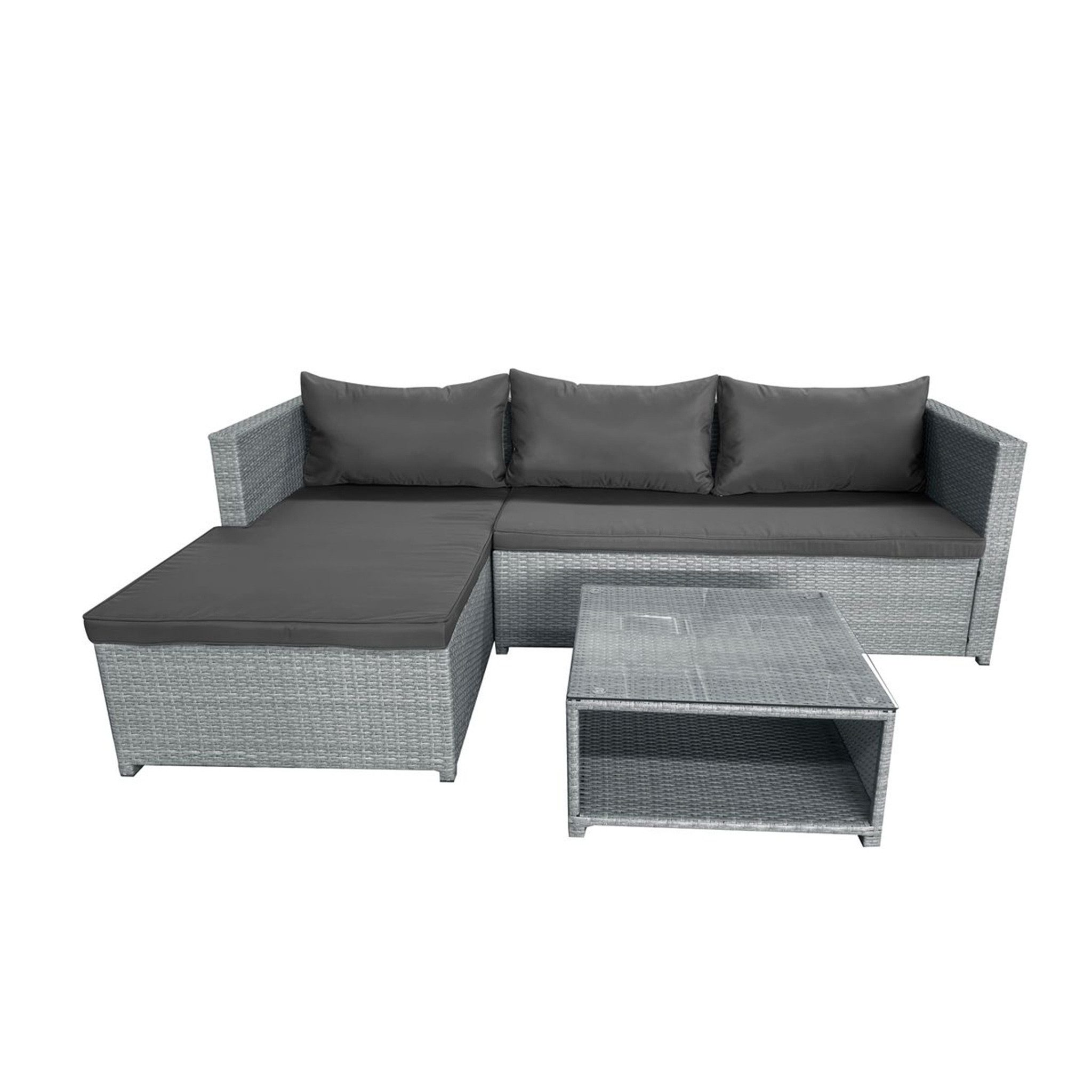 Happy Home Loungeset 3-tlg. Freizeitsofa Loungeset mit Tisch für Garten Terrasse Balkon