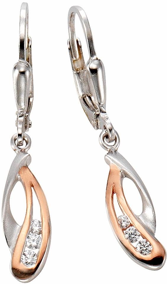 Firetti Paar Ohrhänger Schmuck Geschenk Silber 925 Ohrschmuck Patentbrisur, mit Zirkonia (synth)