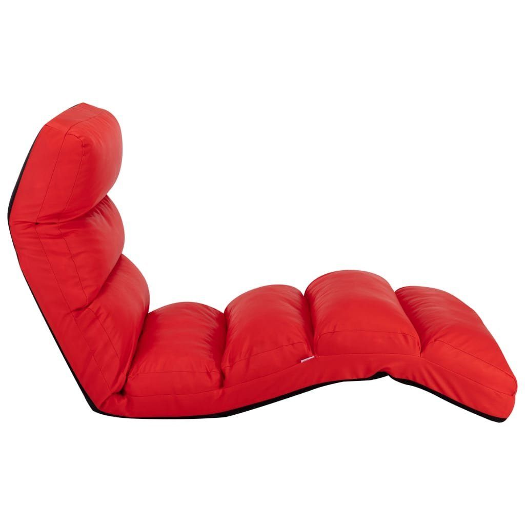 vidaXL Chaiselongue Bodenstuhl Faltbar Rot Kunstleder, 1 Teile