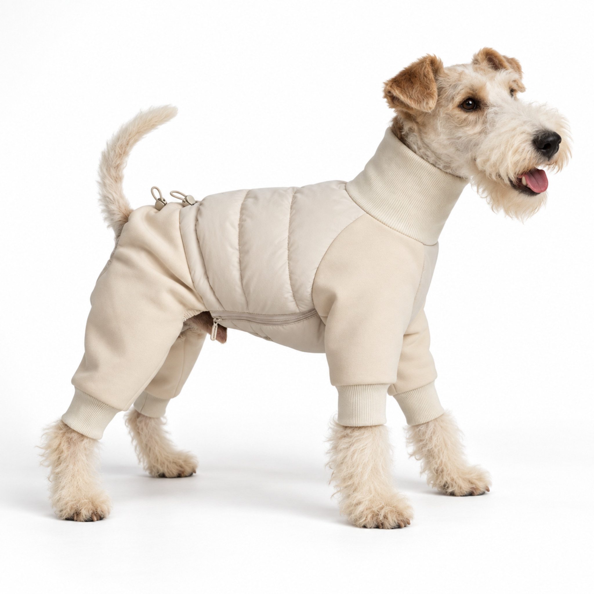 FLOCKI Pets™ Hundejacke Hundeoverall mit Steppung und Reißverschluss, gepolstertem Steppbereich, elastischem Rippkragen, mit Leinenöffnung