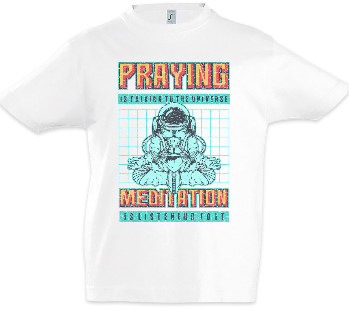 Print-Shirt Praying Versus Meditation Kinder T-Shirt Astronaut Gamer Gaming Games