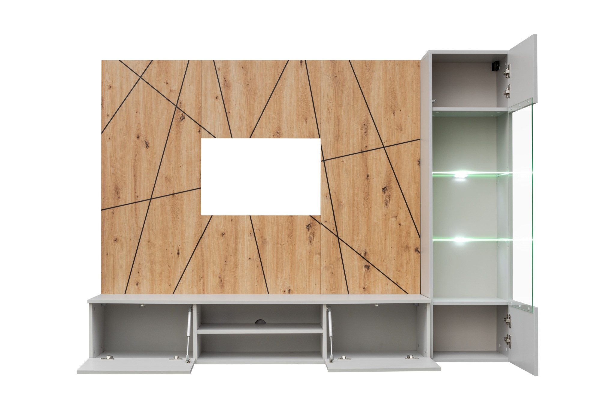 ASM-Moebel Wohnwand Wohnwand Anbauwand XARI mit Led und Push - Click, Mit Led Beleuchtung und Push-Click System – Bild 3 von 5
