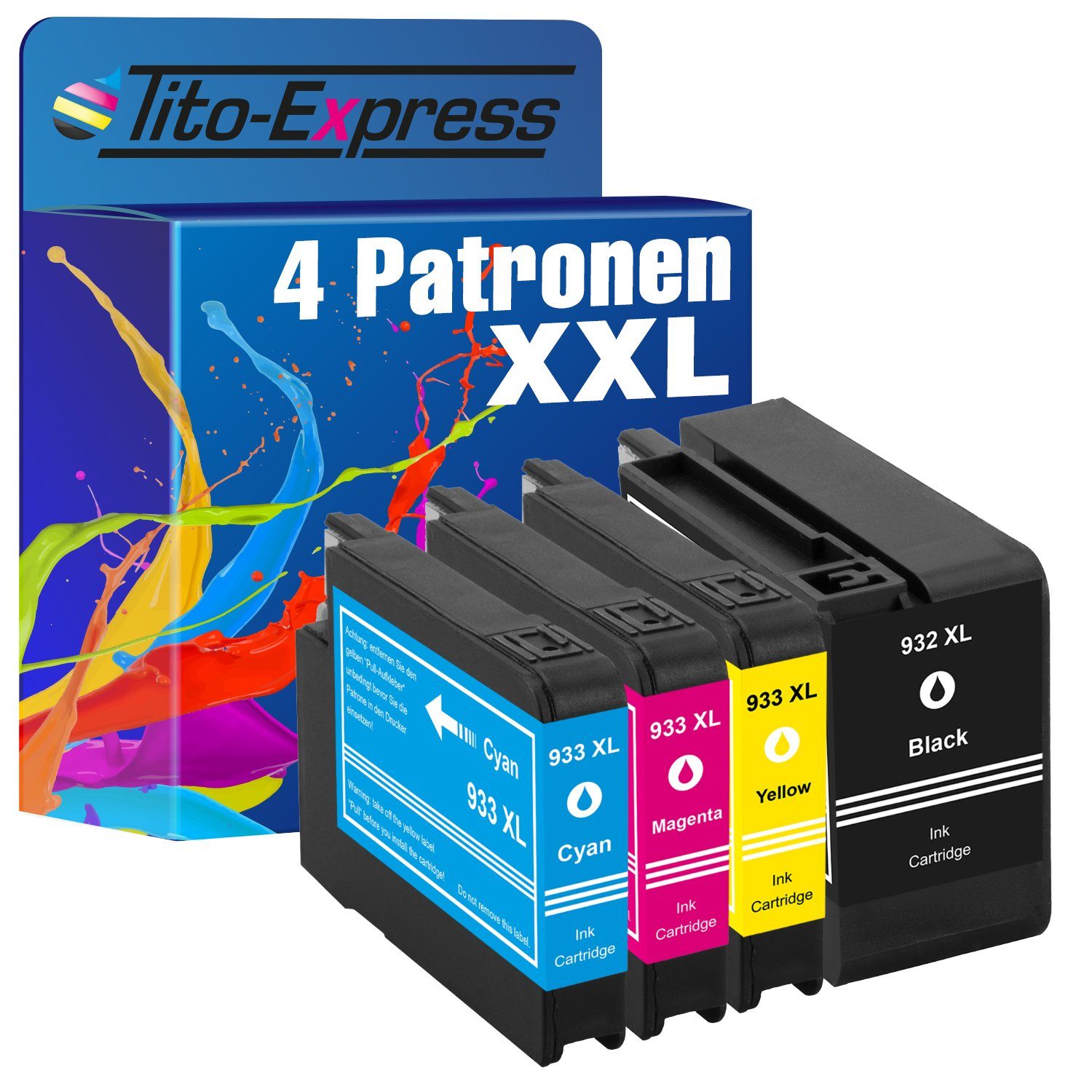 Tito-Express 4er Set ersetzt HP 932 XL 933 XL 932XL 933XL Tintenpatrone (Multipack, für Officejet 6600 6700 7510 7612 7110 7610 7600 7612 6110 6100)