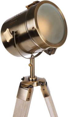 BRUBAKER Stehlampe Industrial Design Scheinwerfer Lampe, Ohne Leuchtmittel, Vintage Messing Optik