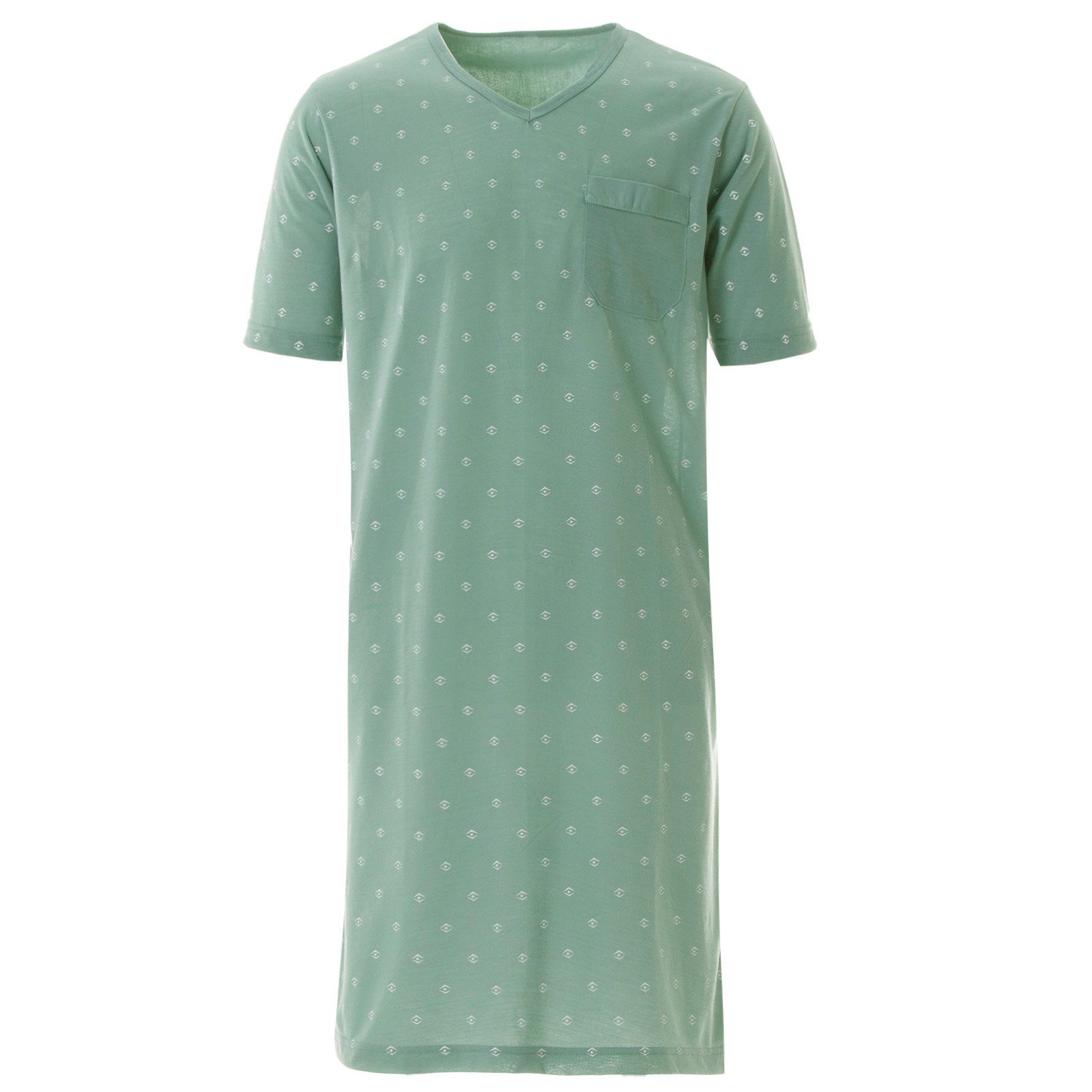 Lucky Nachthemd Nachthemd Kurzarm - Auge olive Raute V-Ausschnitt