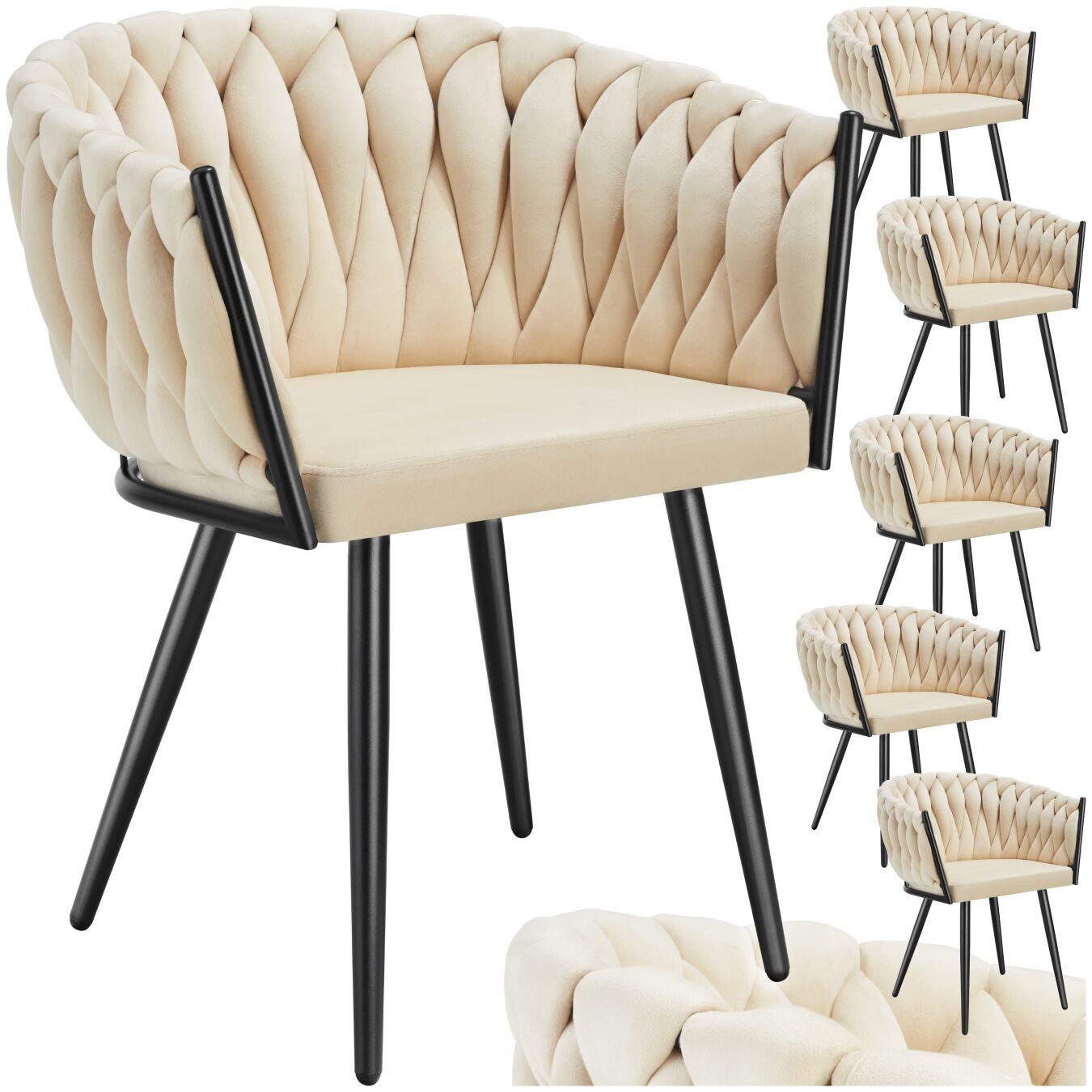 tectake Esszimmerstuhl Küchenstuhl Astano, Belastbarkeit 120 kg, Sand (Set, günstig online kaufen