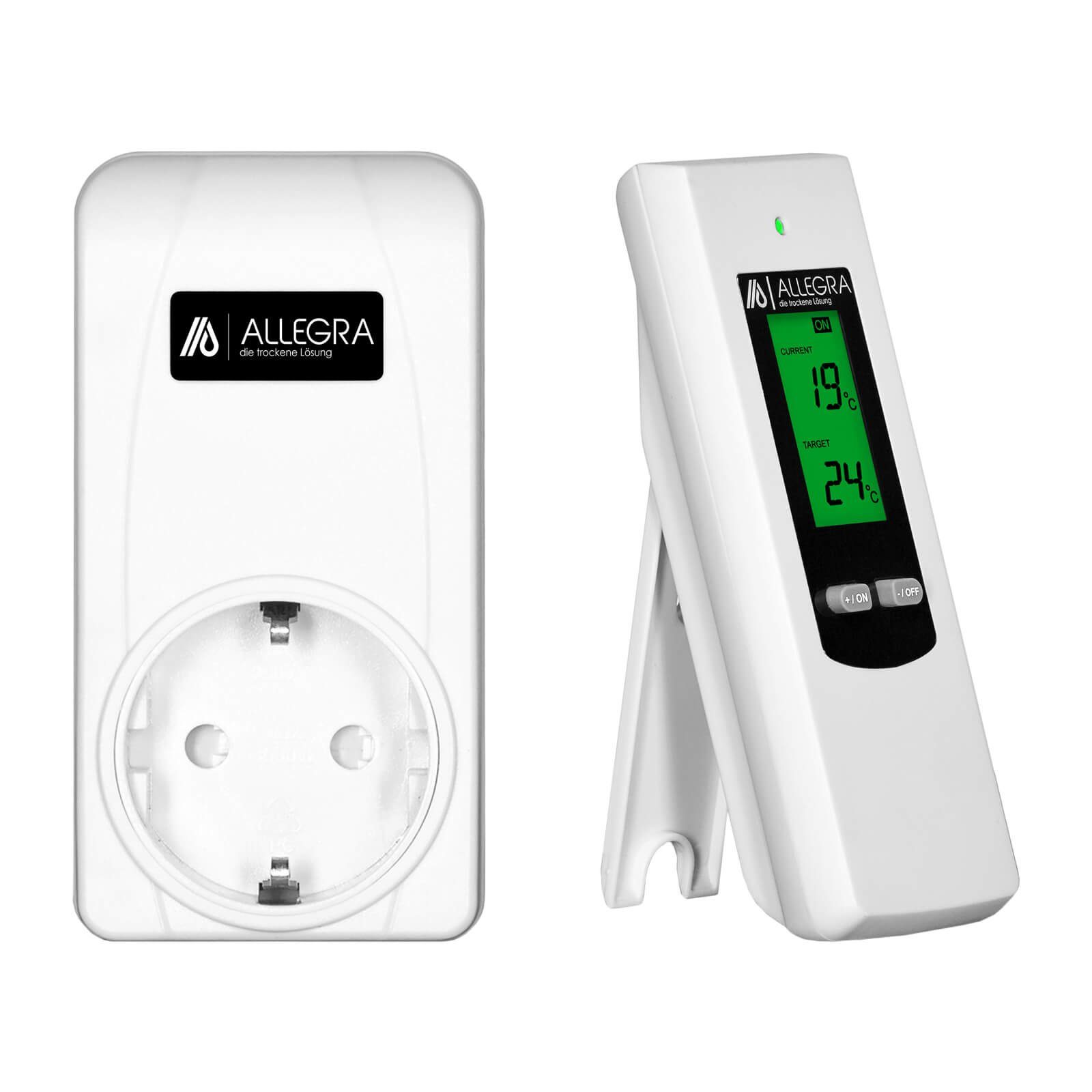 ALLEGRA Steckdosen-Thermostat Steckdosenthermostat T21 mit Fernbedienung in Weiß, max. 3680 W