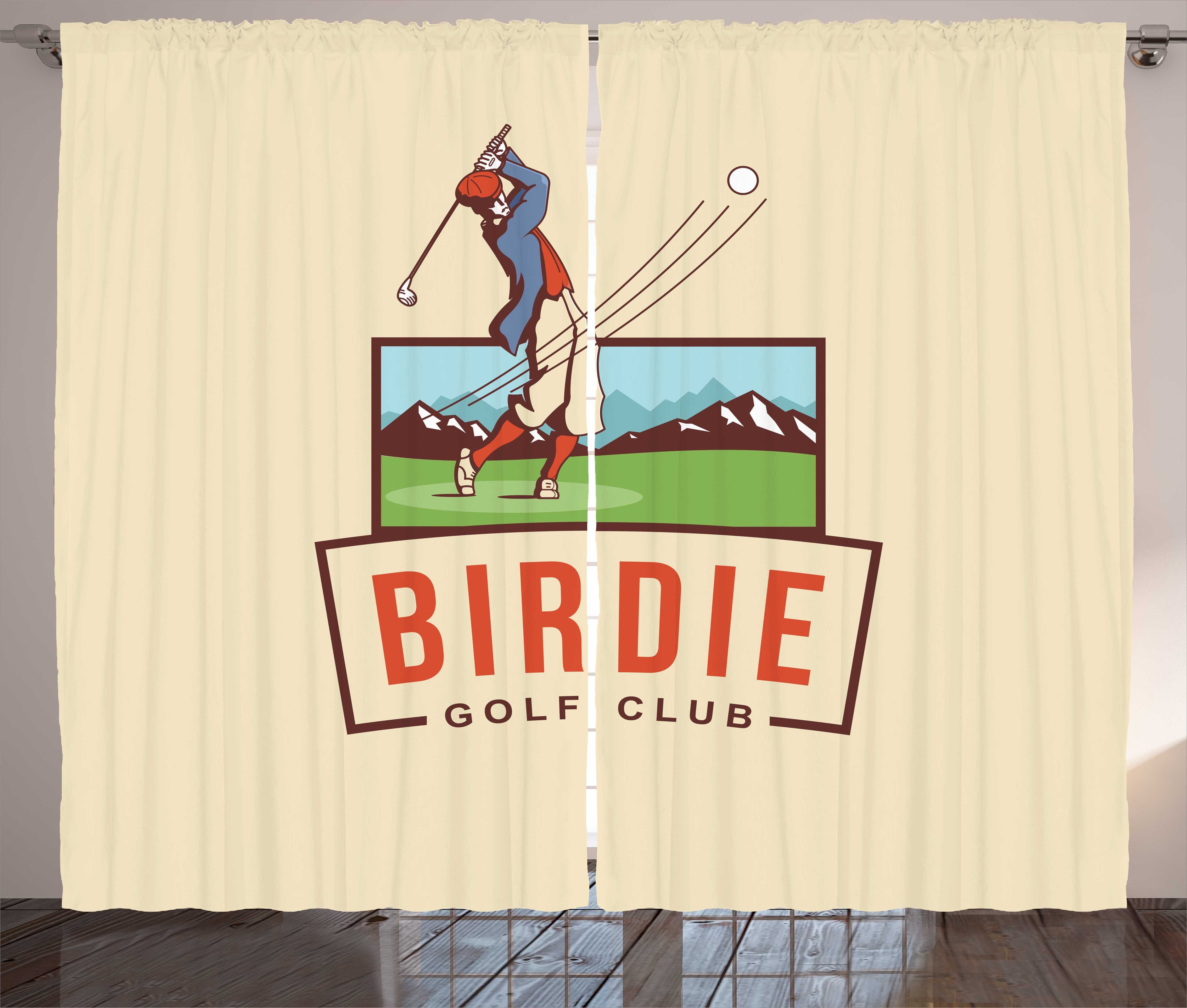 Gardine Schlafzimmer Kräuselband Vorhang mit Schlaufen und Haken, Abakuhaus, Golf Birdie Golf Club Werbung