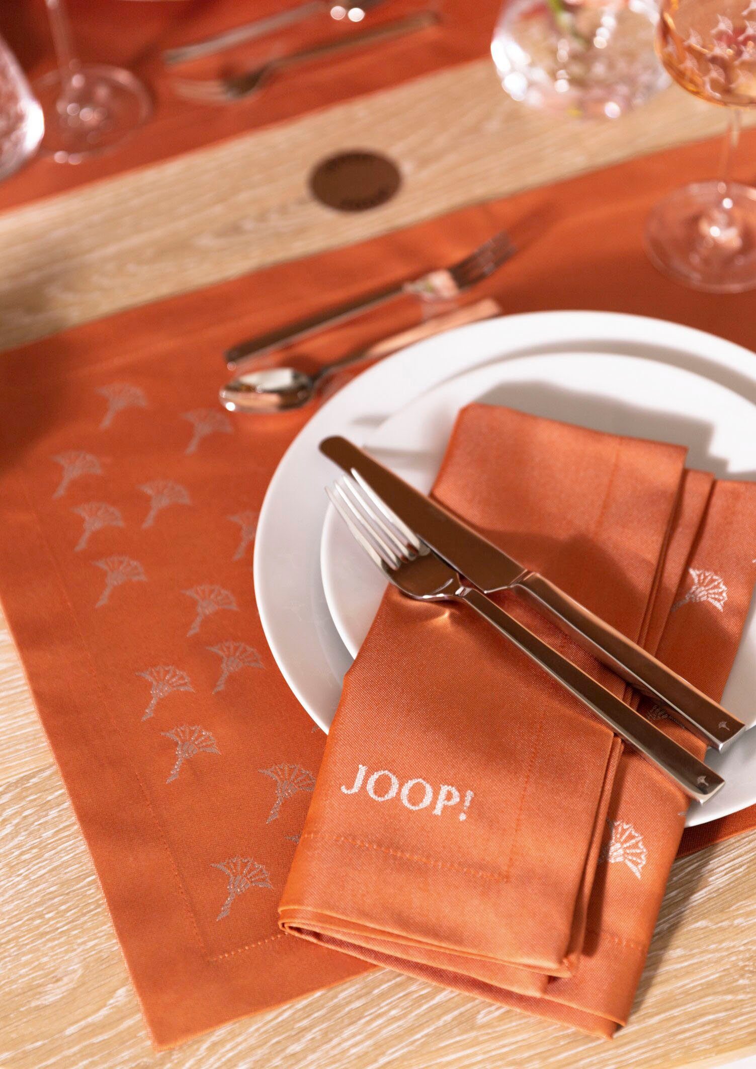 Kornblumen-Verlauf Joop!, gefertigt Jacquard-Gewebe (Set, 2-St), apricot mit FADED aus CORNFLOWER, Platzset,