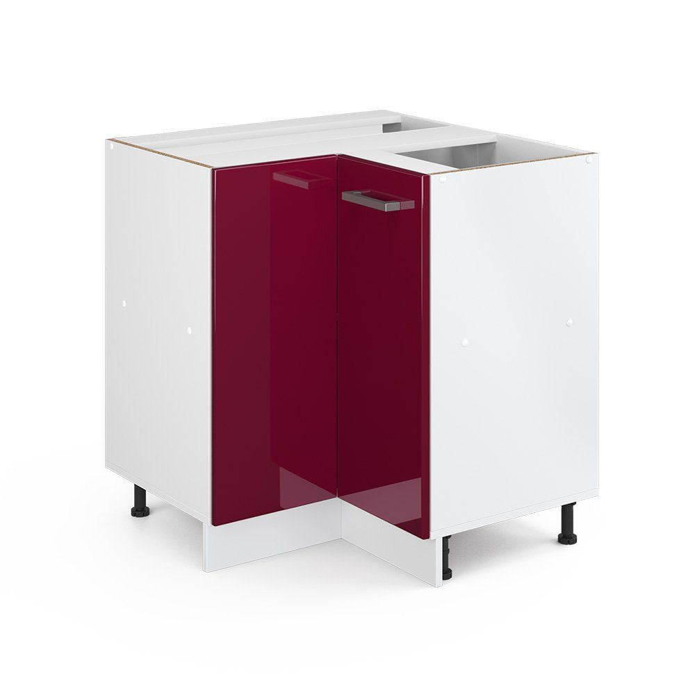 Vicco Eckunterschrank R-Line, Bordeaux Hochglanz/Weiß, 75.6 günstig online kaufen