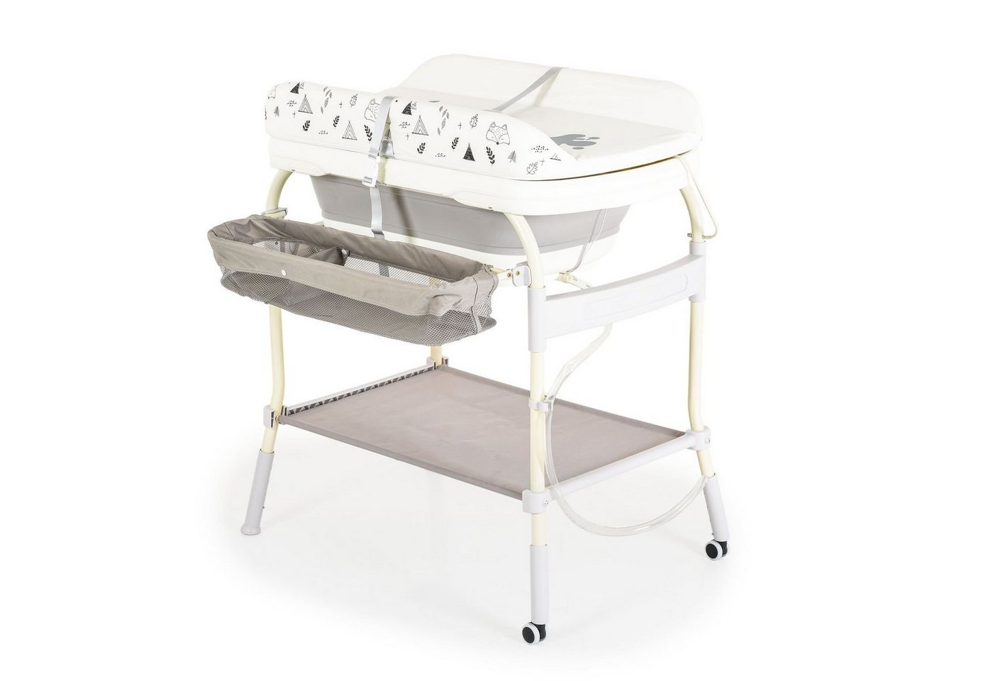 Thumbnail - Cangaroo Babybadewanne Babybadewanne Wickeltisch 2in1, Garda Thermometer Räder Wickelauflage