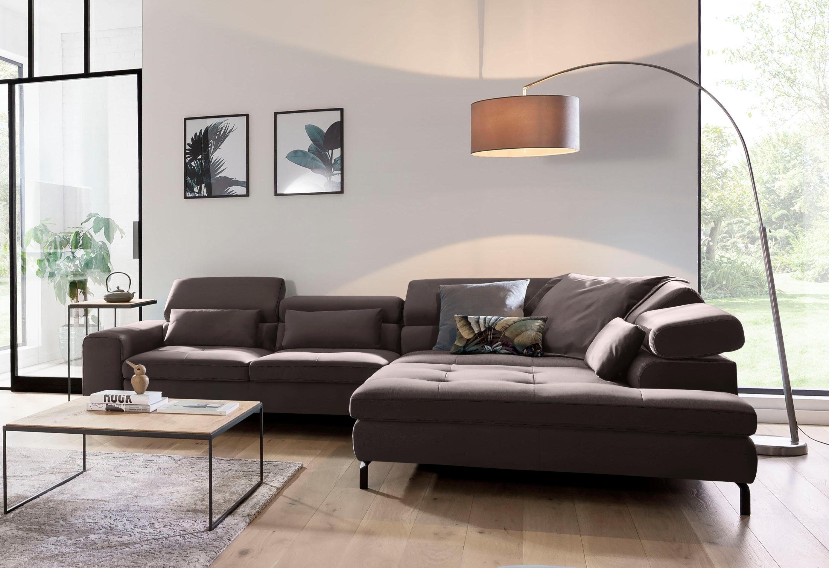 cm branded Ecksofa mit Due, Felicia Wahlweise by Kopfteilverstellung, Musterring inkl. Sitzhöhe 43 Sitzvorzug, M GALLERY