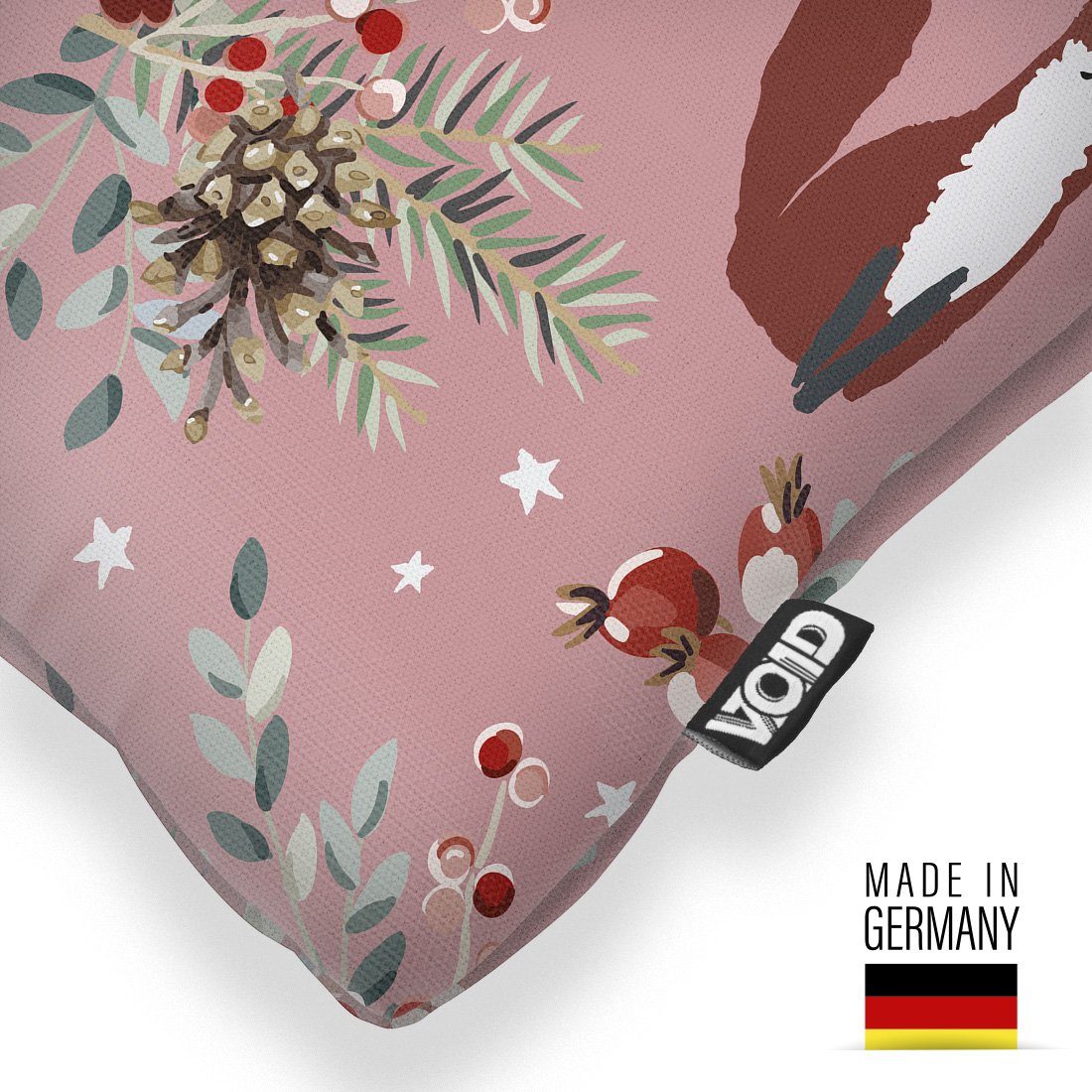 rose VOID Deko Weihnachten Sommer Kissenbezug, Sofa-Kissen Fuchs Märche (1 Kissenbezug Pflanzen Weihnachten Wald Waldtiere Winter Stück),