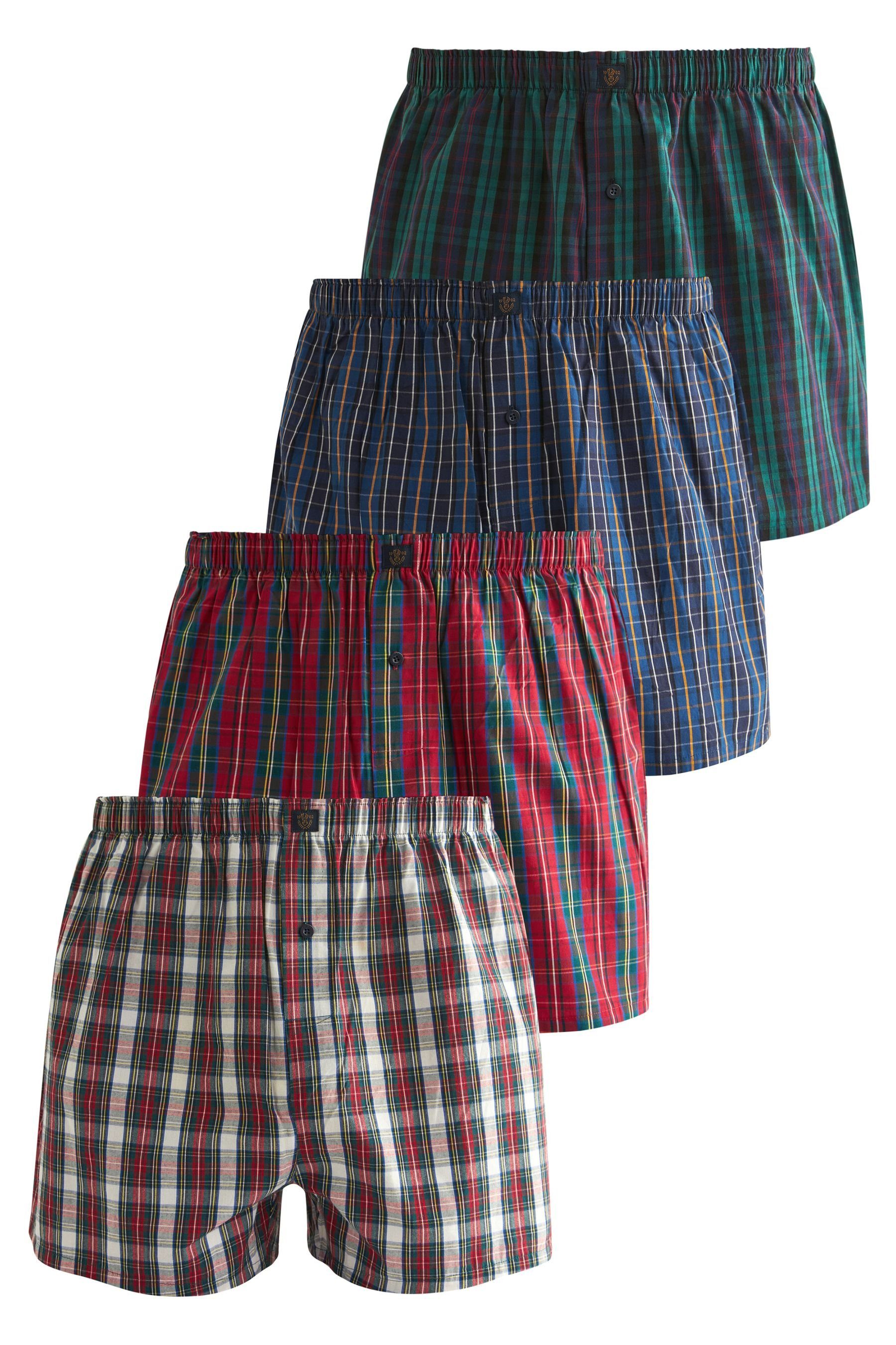 Next Boxershorts 4 x Boxershorts aus reiner Baumwolle mit Muster (4-St) Multi Check