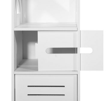 Home Collective Hochschrank Badezimmerschrank, Platzsparend, Schmal, Papierfach, Schrank für Bad 25 x 22 x 80 cm, mit 4 geräumigen Regalen, in weiß