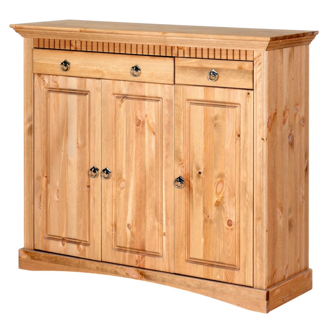 Clever-Moebel Kommode 3 trg Kommode aus Kiefernholz im Ladhausstil, Breite 117cm