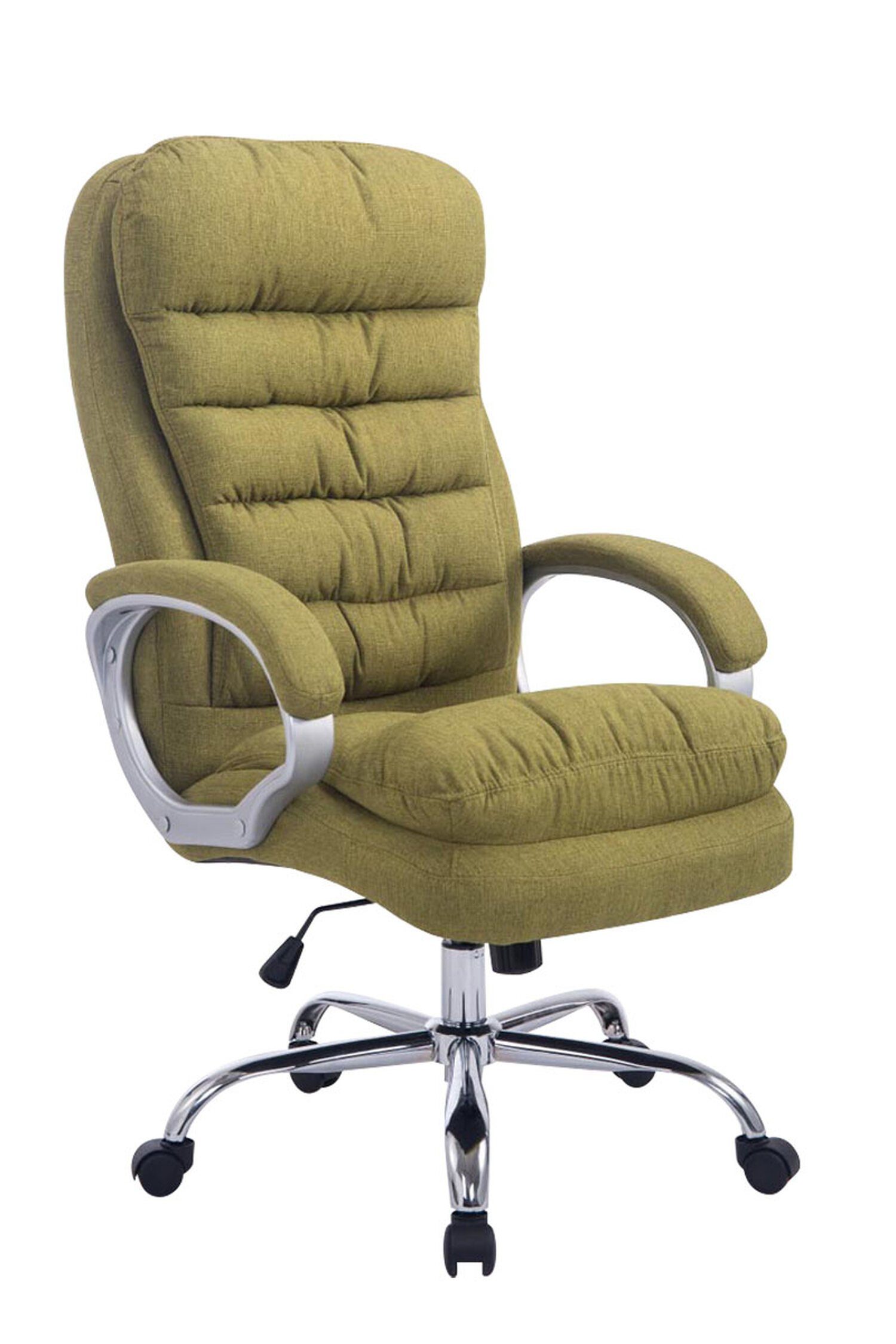 drehbar Sitz: - Drehstuhl, Metall Gestell: bequemer 360° Bürostuhl Chefsessel, - mit Rückenlehne Stoff (Schreibtischstuhl, und chrom Bürostuhl XXL), grün höhenverstellbar Vancom TPFLiving