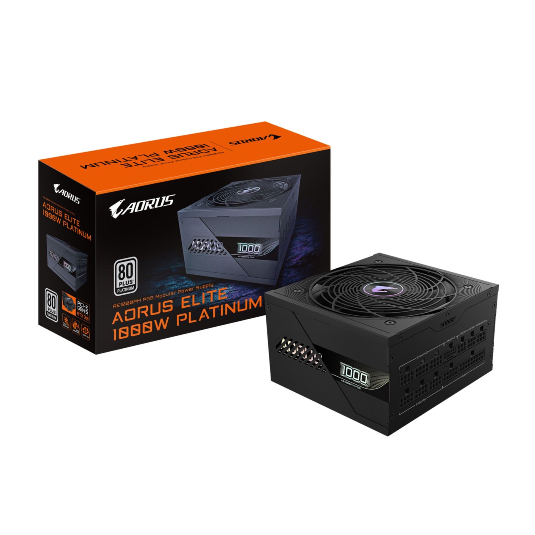 Gigabyte AORUS ELITE P1000W ICE Netzteil - PCIe 5.0, 80 PLUS Platinum, Vollmodu Netzteil