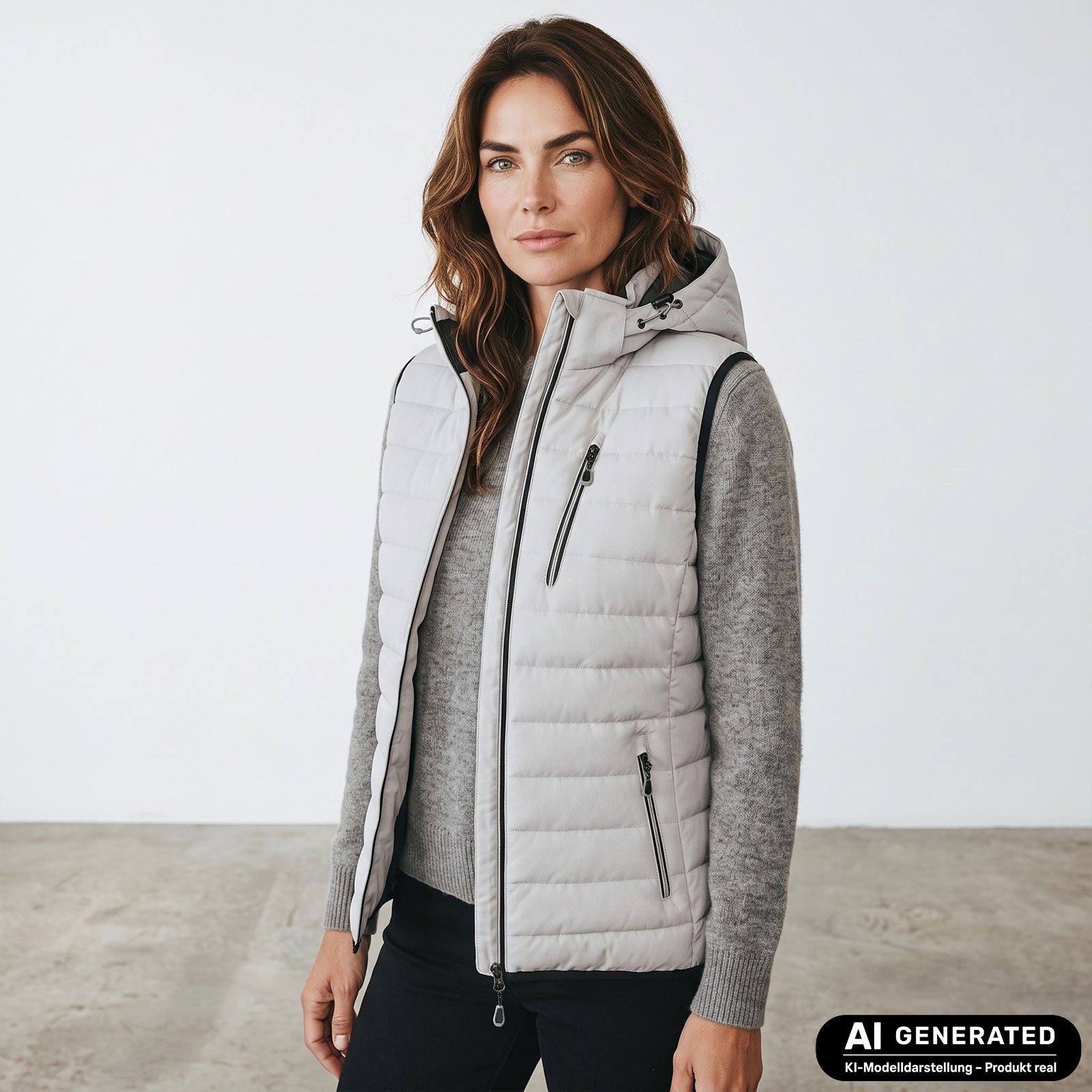 Blue Wave Steppweste Damen Weste Nathalie gesteppt Kapuze - Damenweste Outdoor-Weste leicht Abnehmbare & verstellbare Kapuze, 2-Wege-Reißverschluss, Taschen – Bild 3 von 5