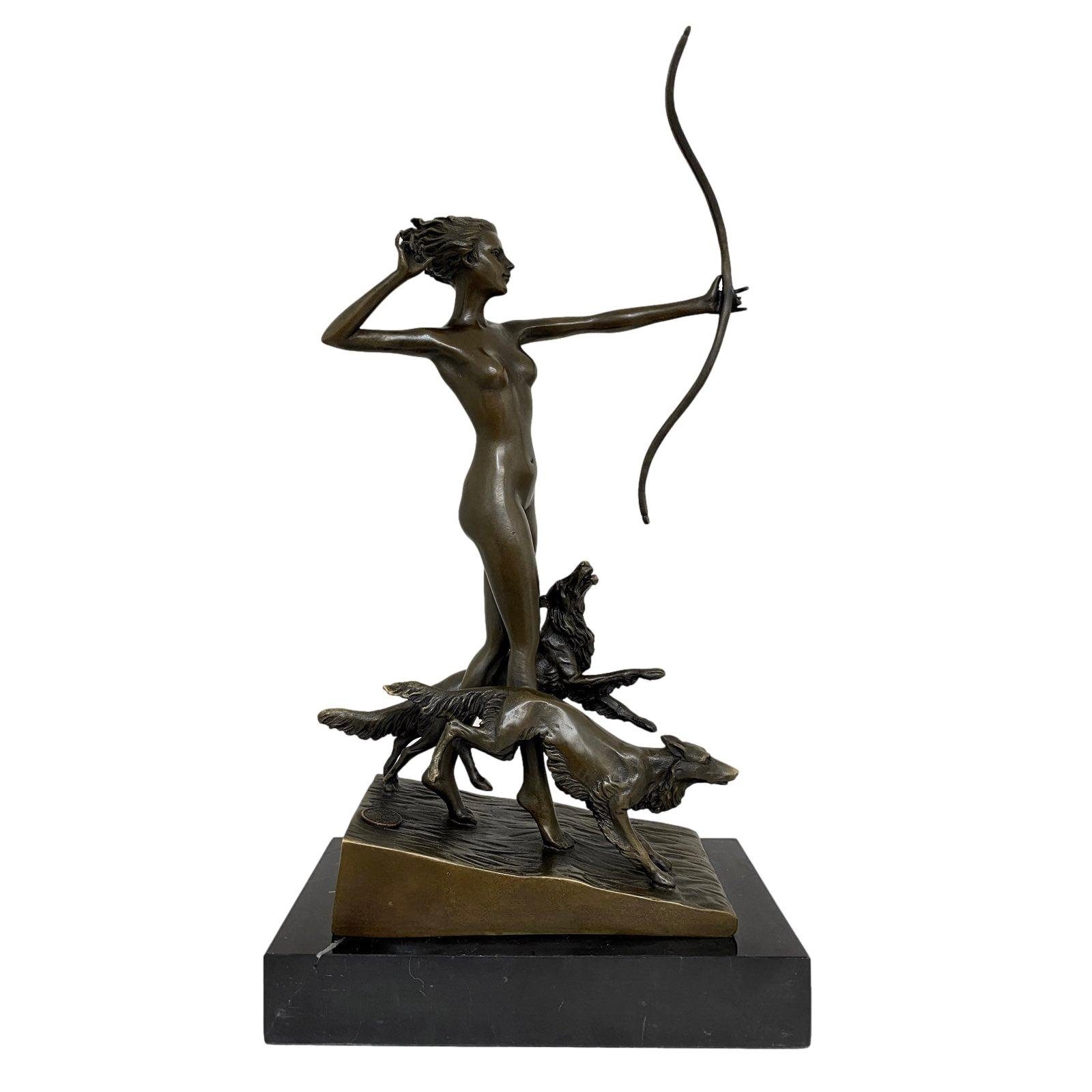 Dekoobjekt Bronzeskulptur Figur Göttin Diana Hund nach Lorenzl Antik-Stil Replik