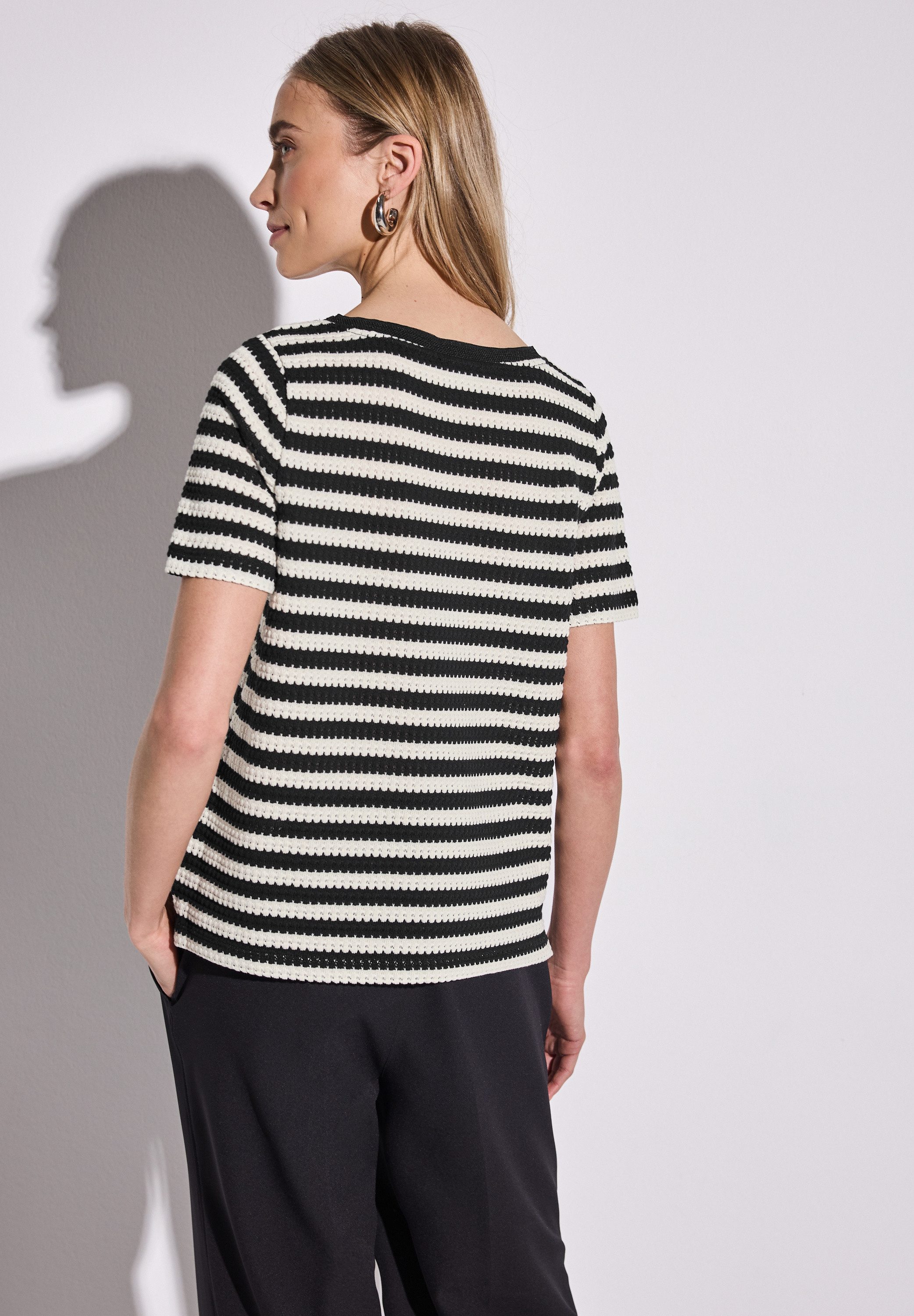 STREET ONE T-Shirt mit Streifen Muster günstig online kaufen