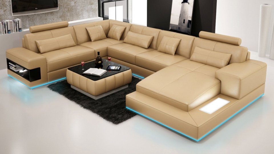 Ecksofa, Modern Sofa Wohnlandschaft Neu Design JVmoebel Couch Eck Ledersofa Ecksofa